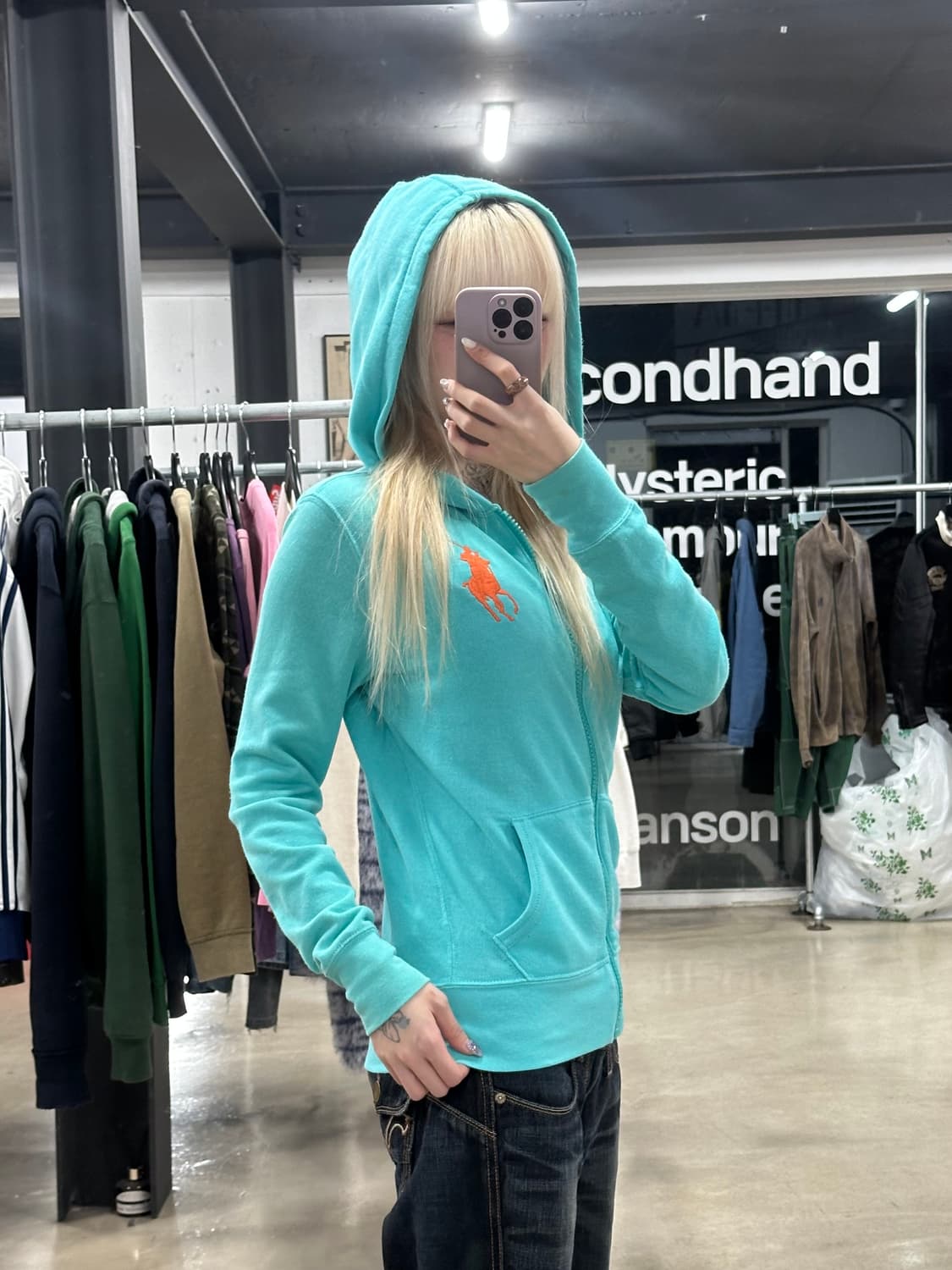 폴로 랄프로렌 빅포니 민트 후드 집업 상품이미지1