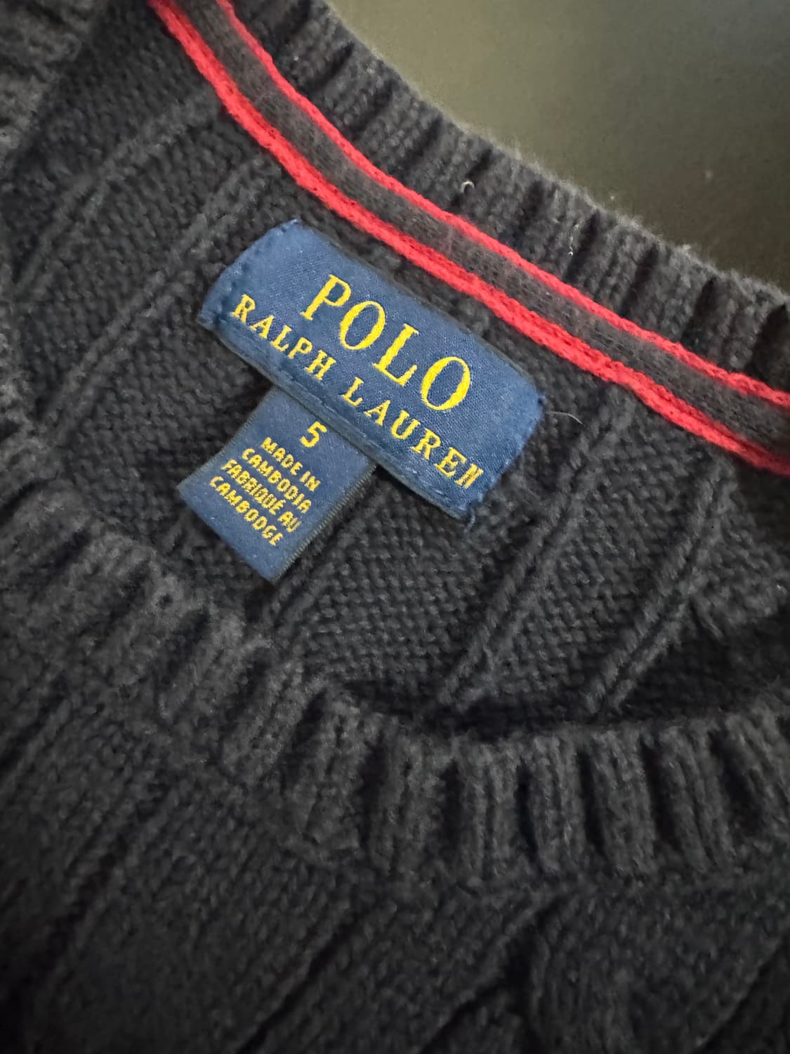정품 폴로 랄프로렌 키즈 레드 포니 코튼 니트 115 네이비 상품이미지3