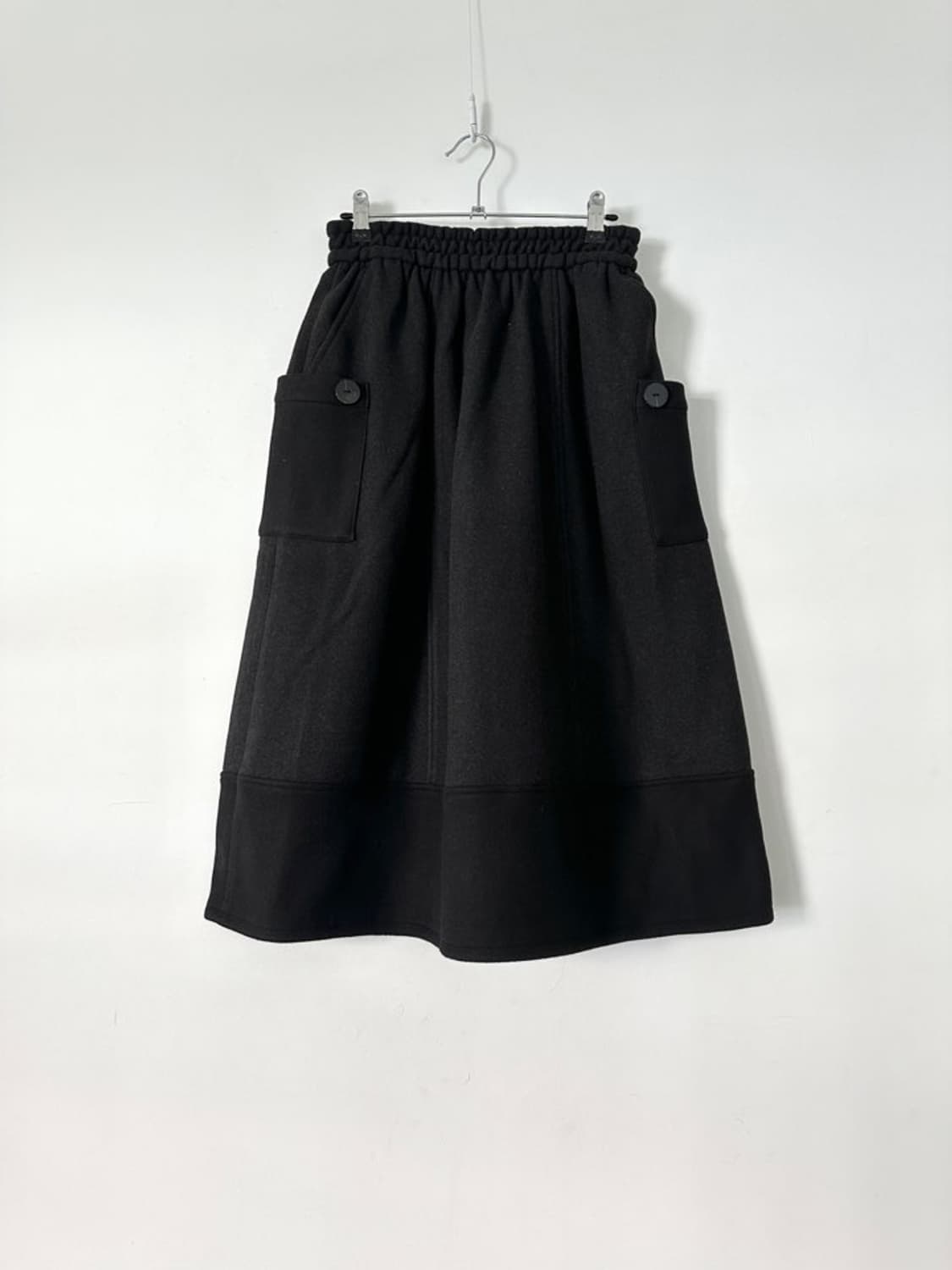 Warm soft banding skirt / black & grey 상품이미지1