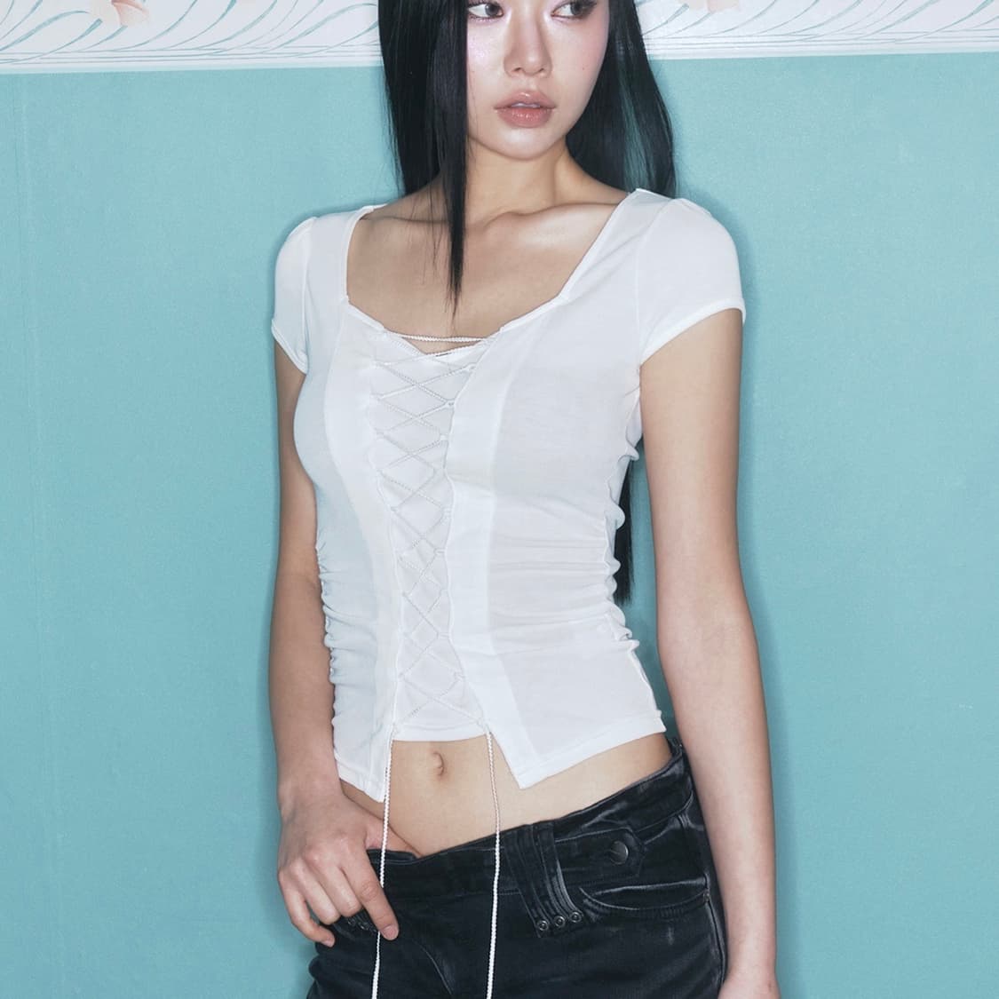 Heren Corset Short Sleeve Top 상품이미지3