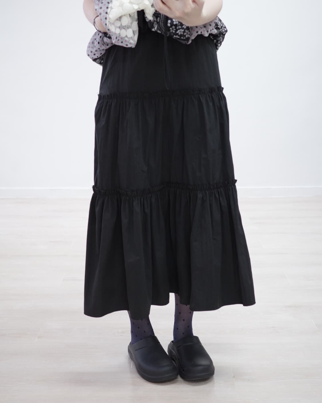  Black cotton long skirt 상품이미지2
