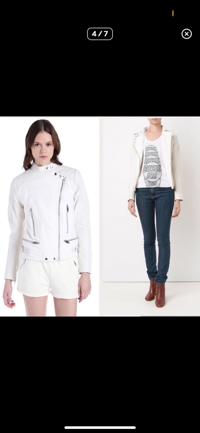 디젤 레더 퀄티드 레더 모토 자켓 화이트 상품이미지6