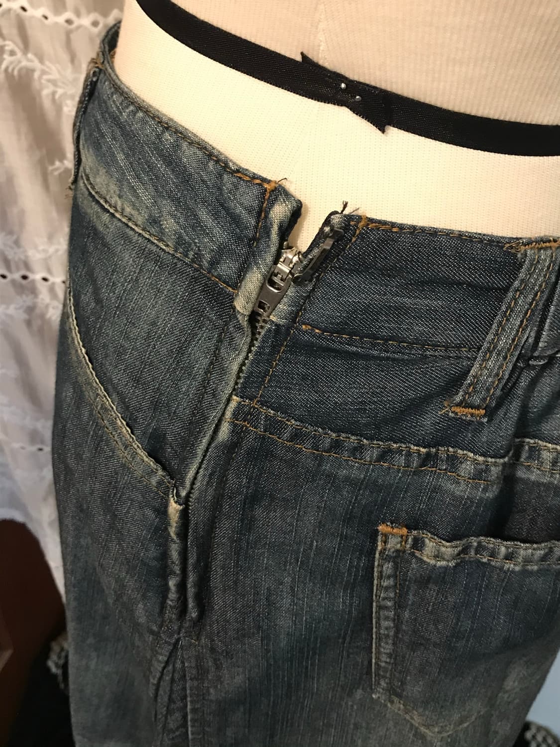 빈티지 머메이드 아일렛 맥시 데님 스커트 상품이미지5