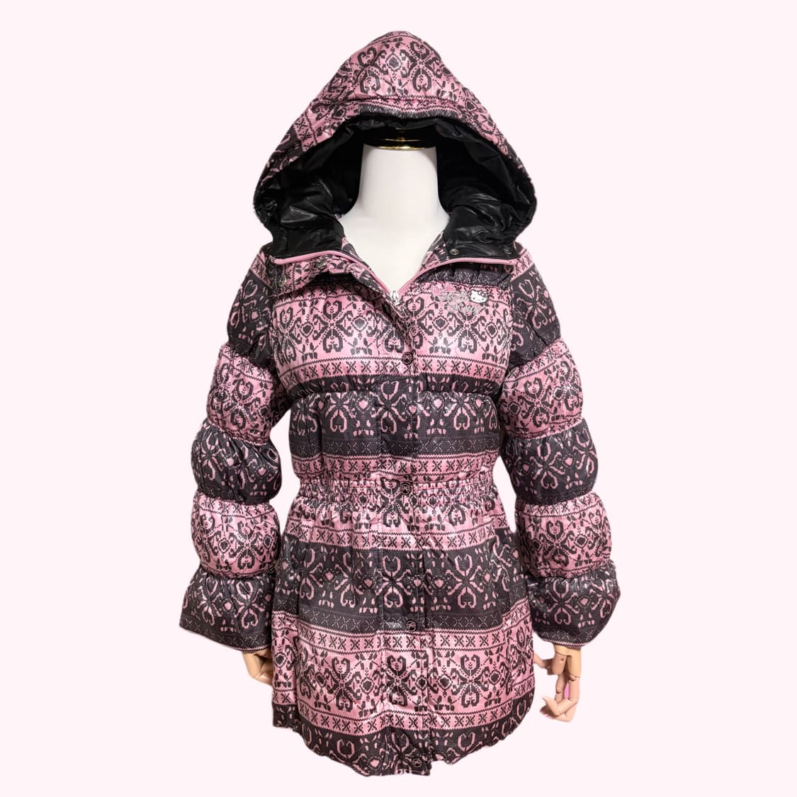 (이체시에눌) 고전키티 헬로키티 눈꽃 포인트 초코딸기맛 포인트 패딩 상품이미지1