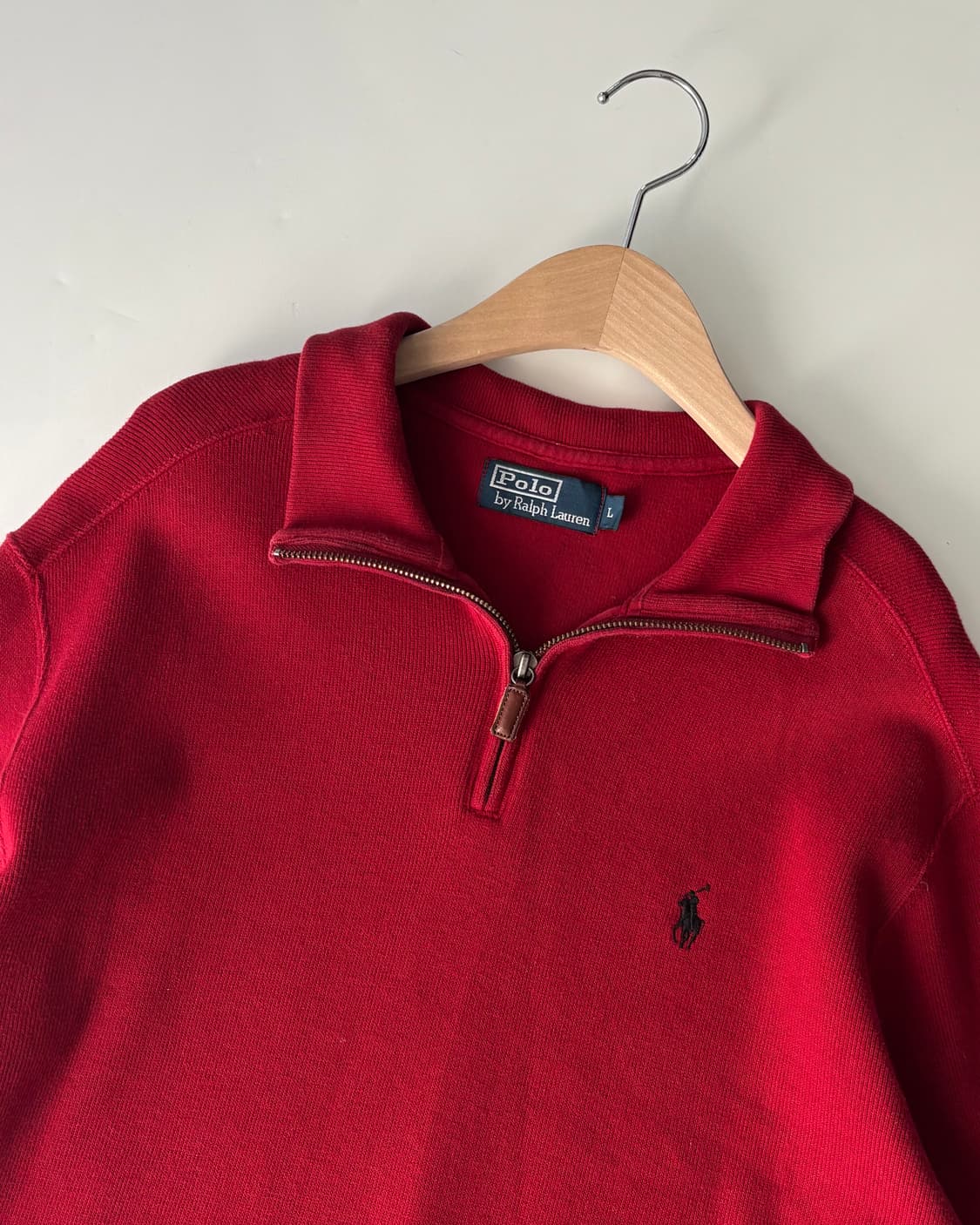Polo 폴로 랄프로렌 코튼 레드컬러 하프집업 니트 상품이미지4