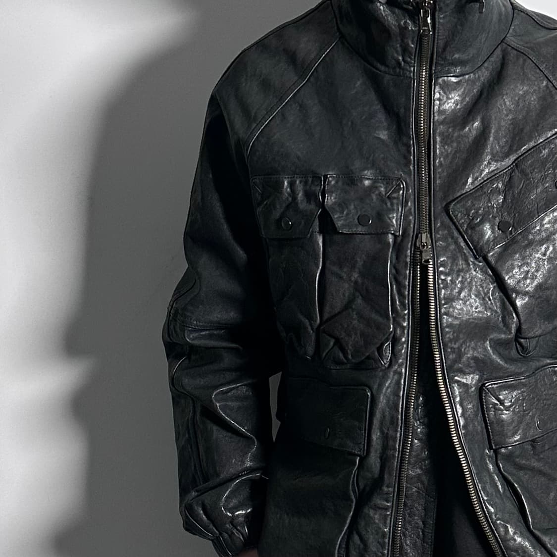 레저렉션 쉽스킨 후디 바이커 자켓 (on.567)   상품이미지3