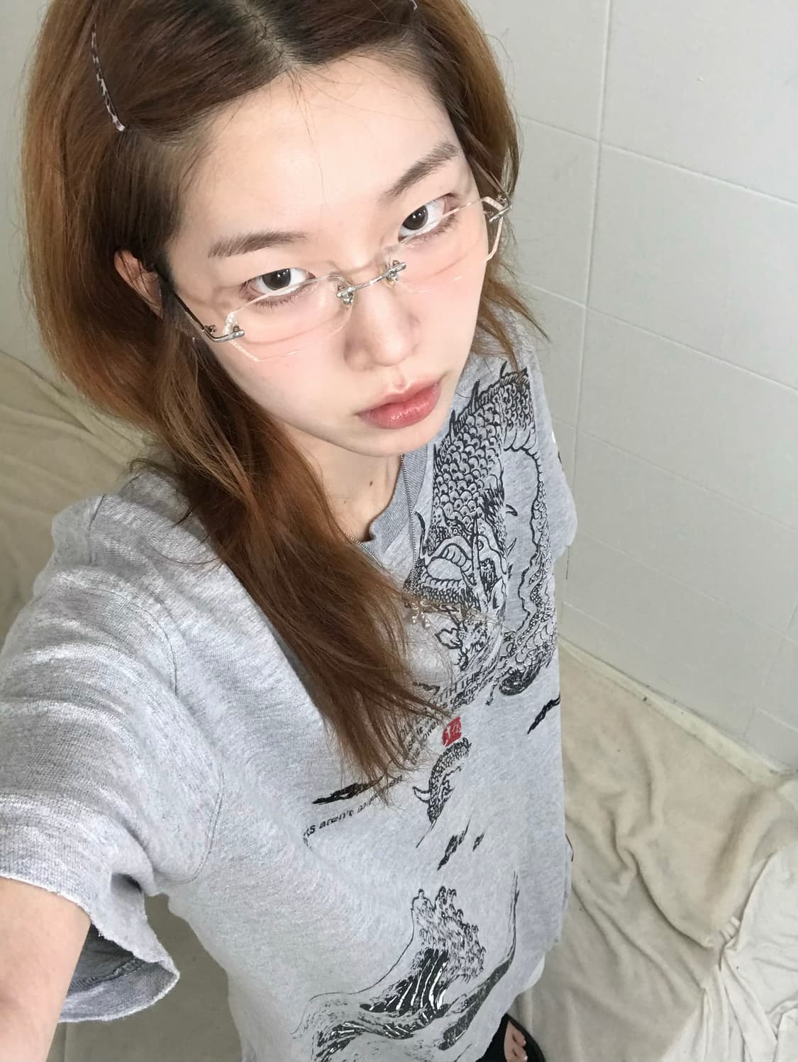 🐉 빈티지 오리엔탈 그레이 반팔 티셔츠 상품이미지2