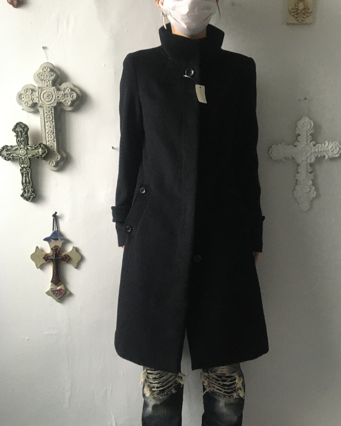 Belted high neck coat 상품이미지1