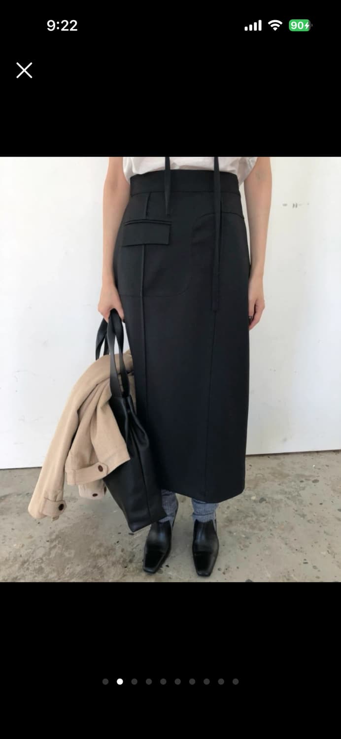 브리드 포켓 스트랩 울 스커트 차콜 S 상품이미지2