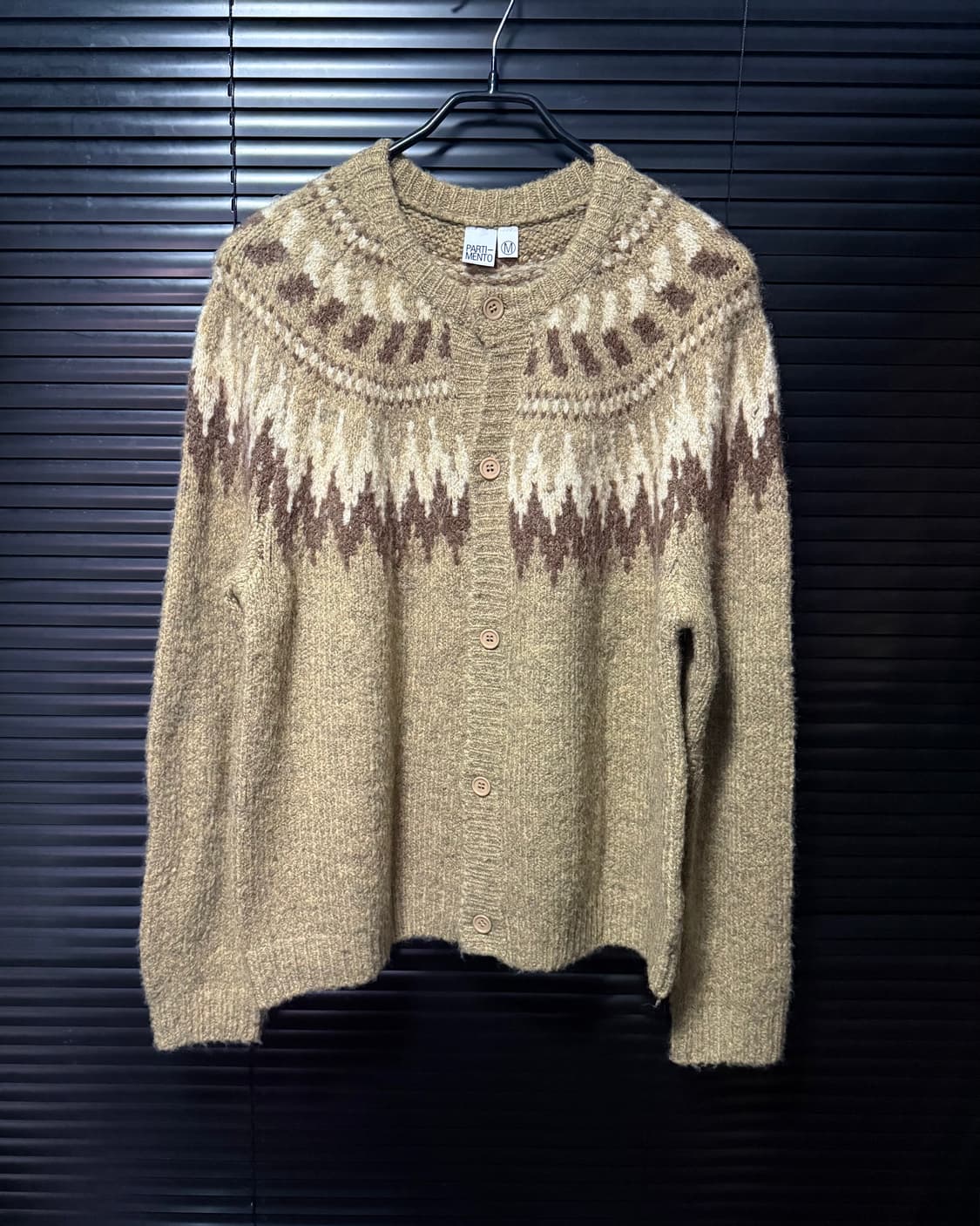 파르티멘토 노르딕 패턴 눈꽃 자카드 베이지 브라운 갈색 가디건 M 95 상품이미지2
