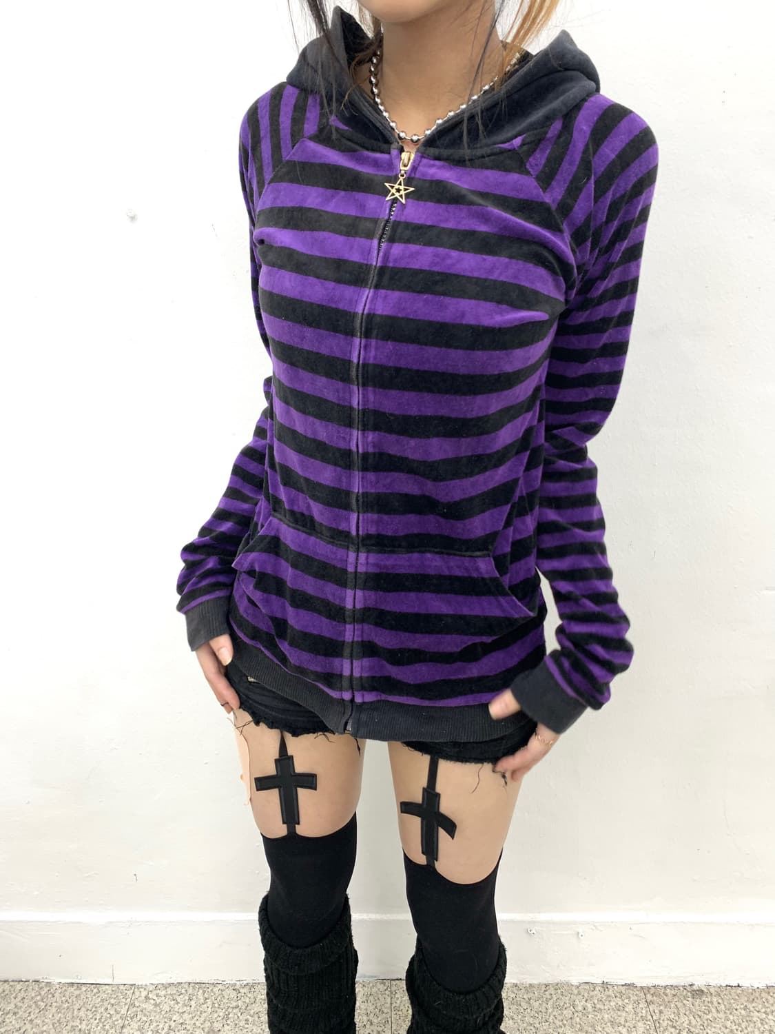 Purple stripe hoodie  상품이미지1