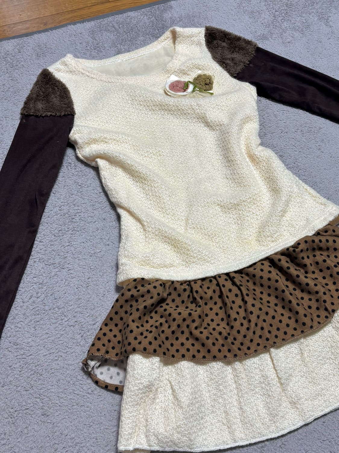 모리걸 빈티지 긴팔 레이어드 포인트 상의 상품이미지1