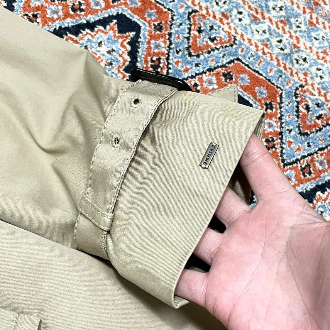 타미힐피거 베이지 더블 롱 트렌치코트 여성M 상품이미지4