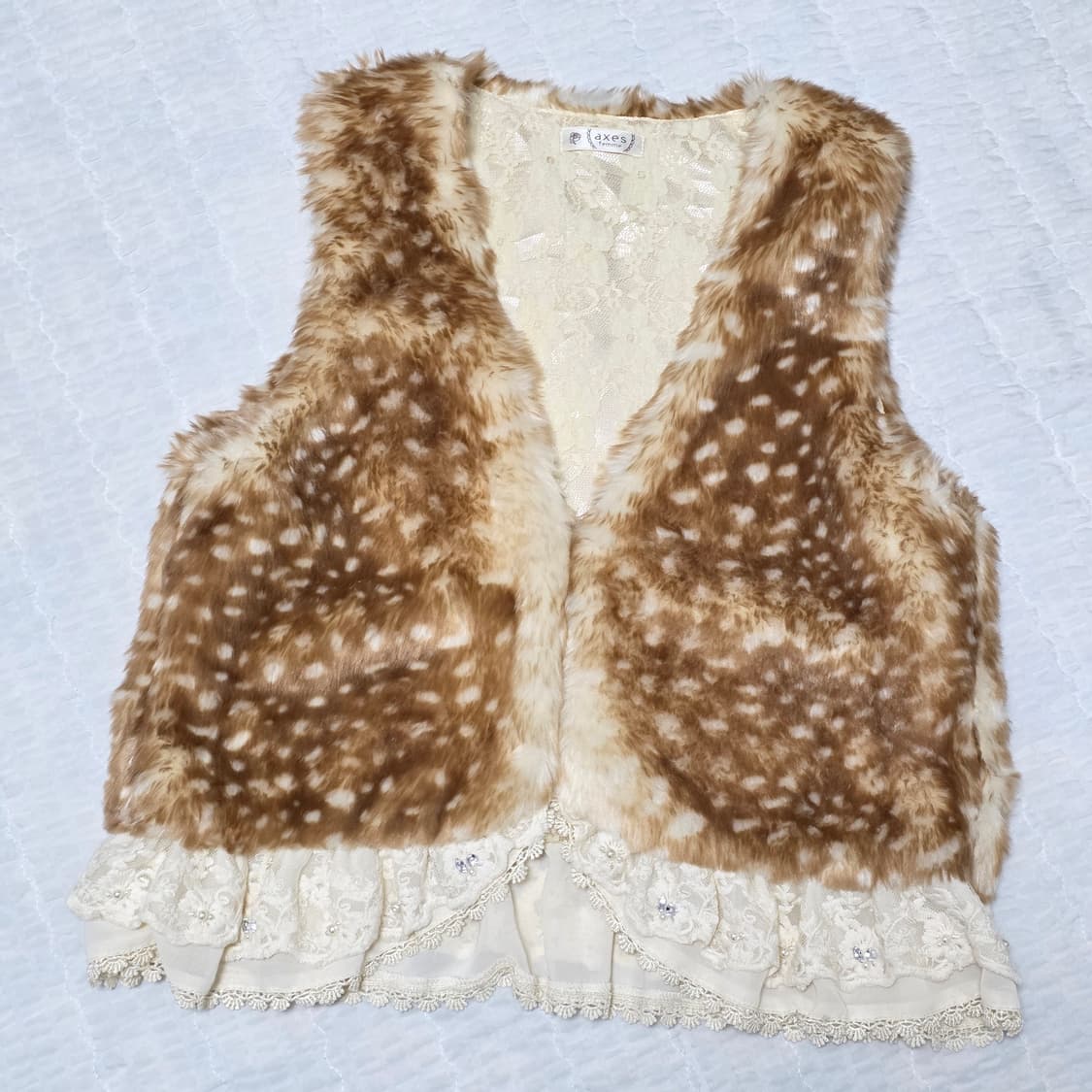 엑시즈팜)빈티지 밤비 레이스큐빅 퍼 모리걸 조끼베스트 상품이미지1