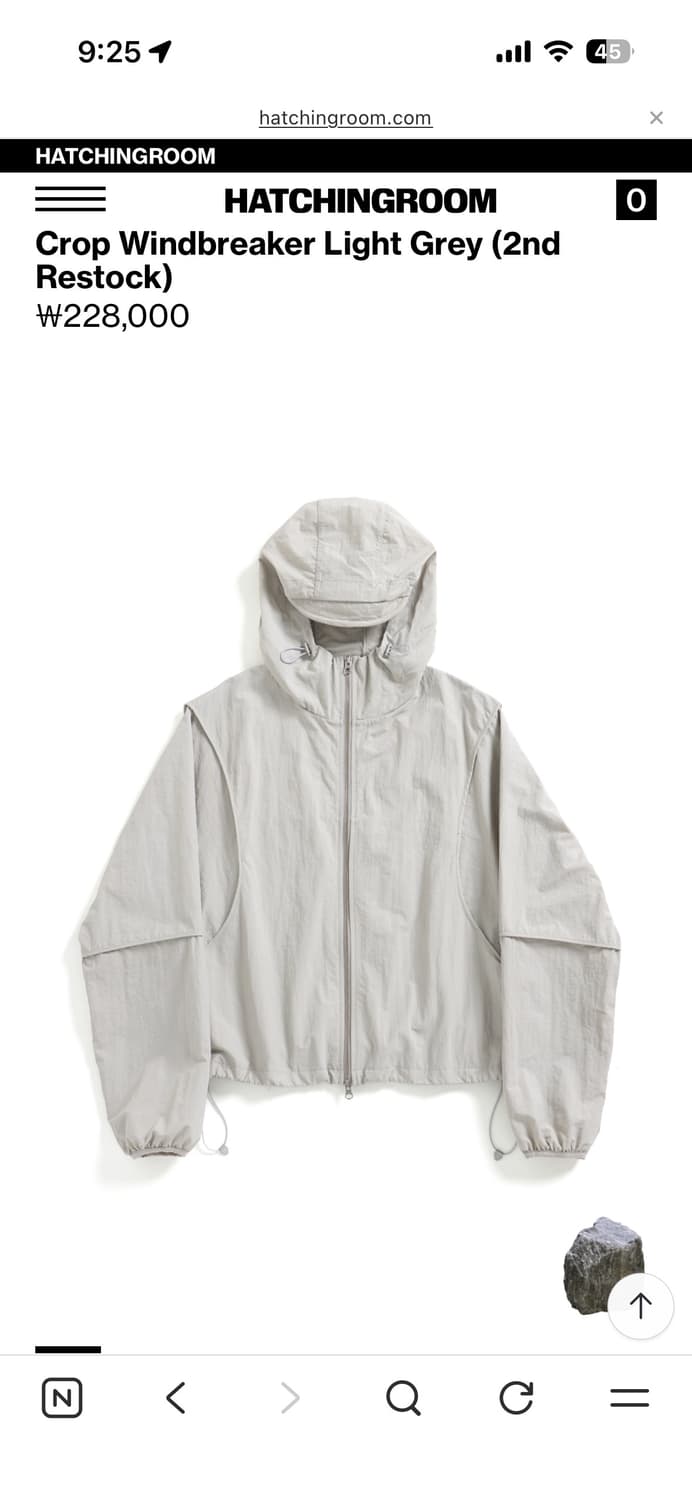 해칭룸 크롭윈드브레이커 라이트 그레이 4(L) 상품이미지1