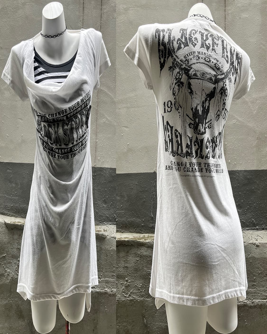 Y2K Skull Draped Tunic Dress 상품이미지1