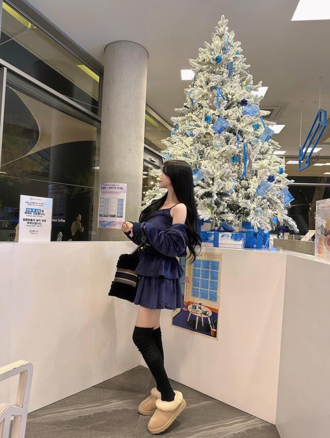 메이윤 제작 벨벳 벨루어 양면 극세사 후드집업 스커트 세트 셋업 네이비 상품이미지4