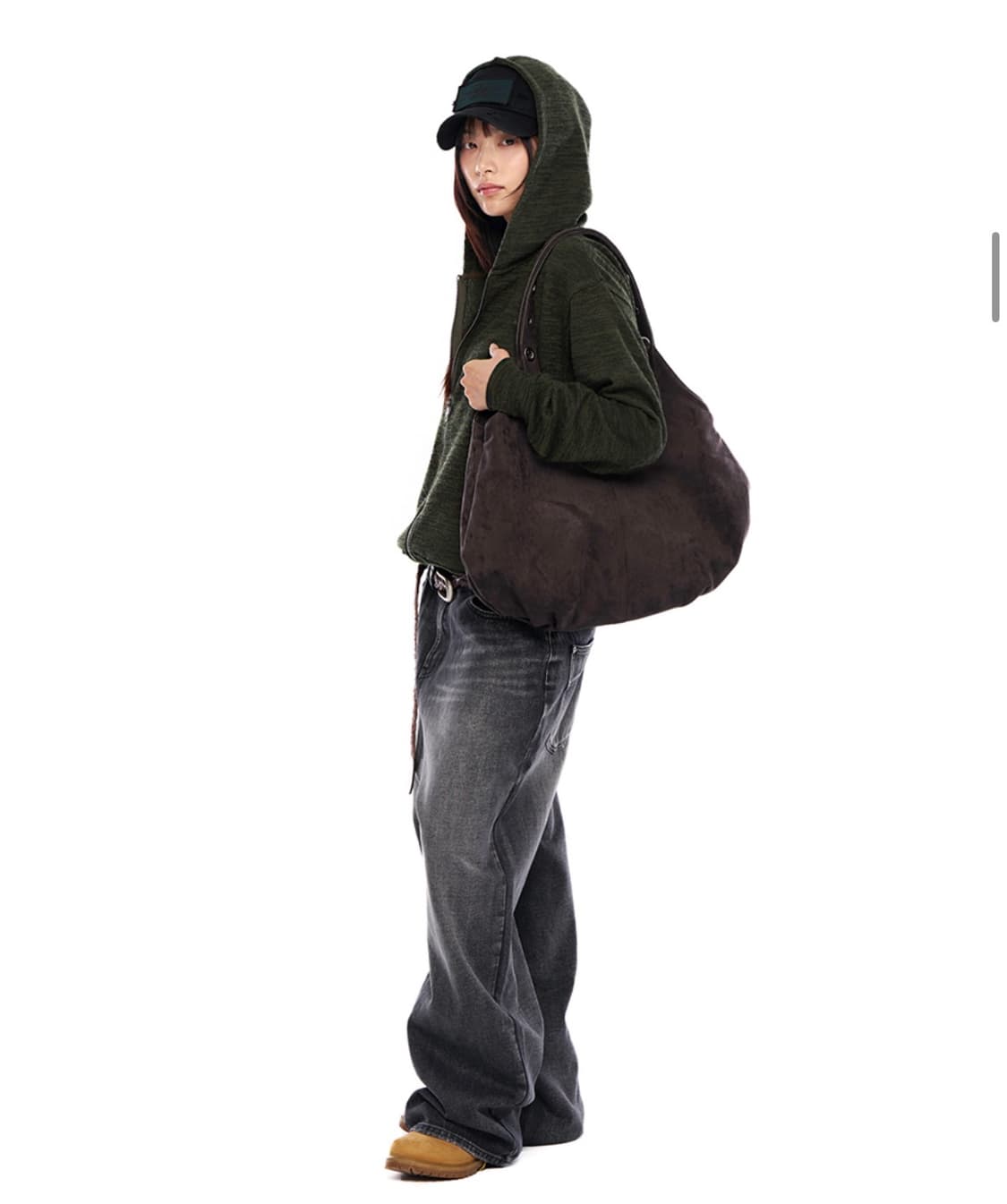 아캄 Suede Eyelet Dumpling Bag (Charcoal) 상품이미지3