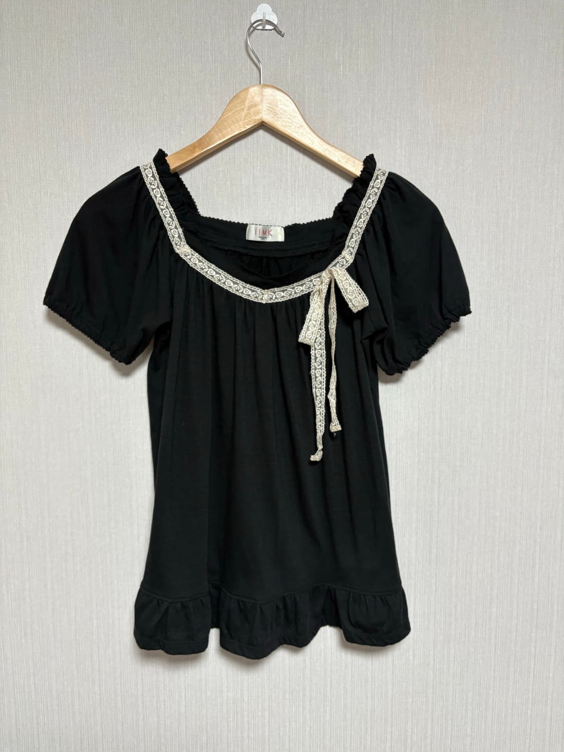 블랙 레이스 리본 블라우스 상품이미지5