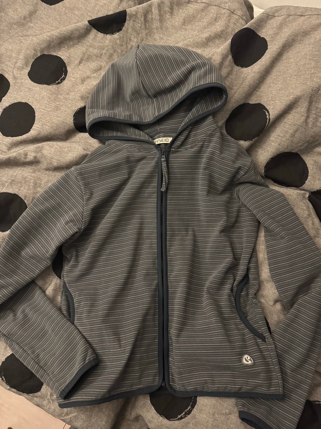 코이세이오 스트라이프 플리스 후드 집업 차콜 상품이미지2