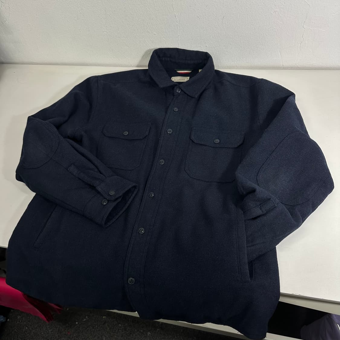 100-105 일꼬르소 다크네이비 엘보우패치 패딩 셔츠 상품이미지1