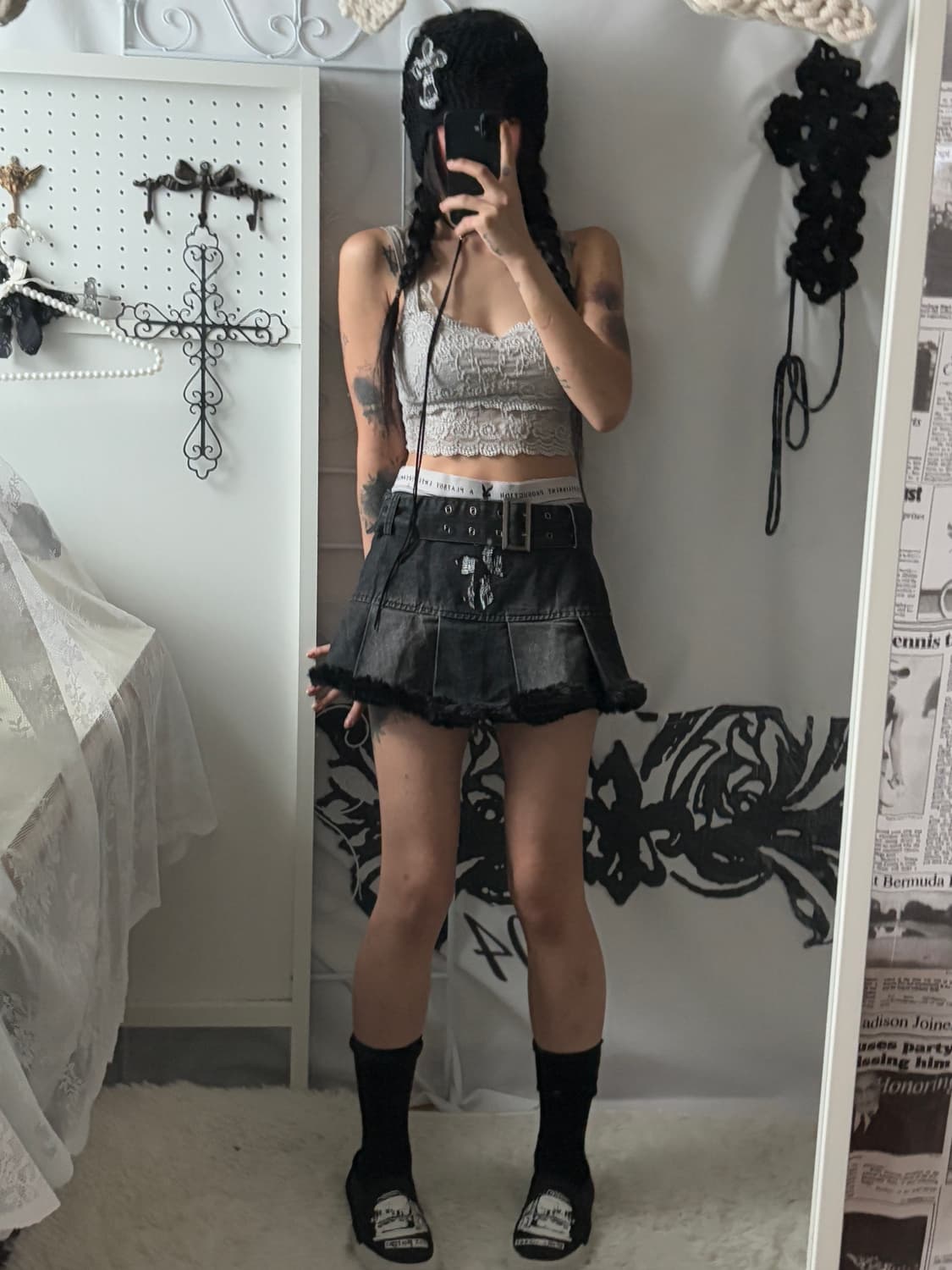 • hurtremake black fur eyelet belt mini  상품이미지7