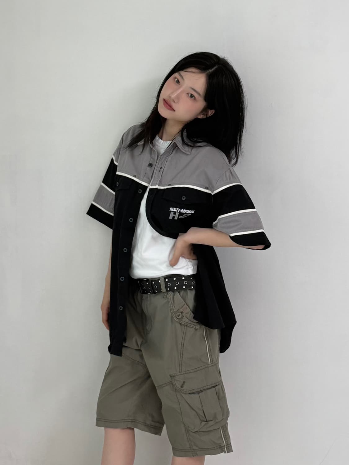 할리데이비슨 블랙 그레이 반팔셔츠 상품이미지4