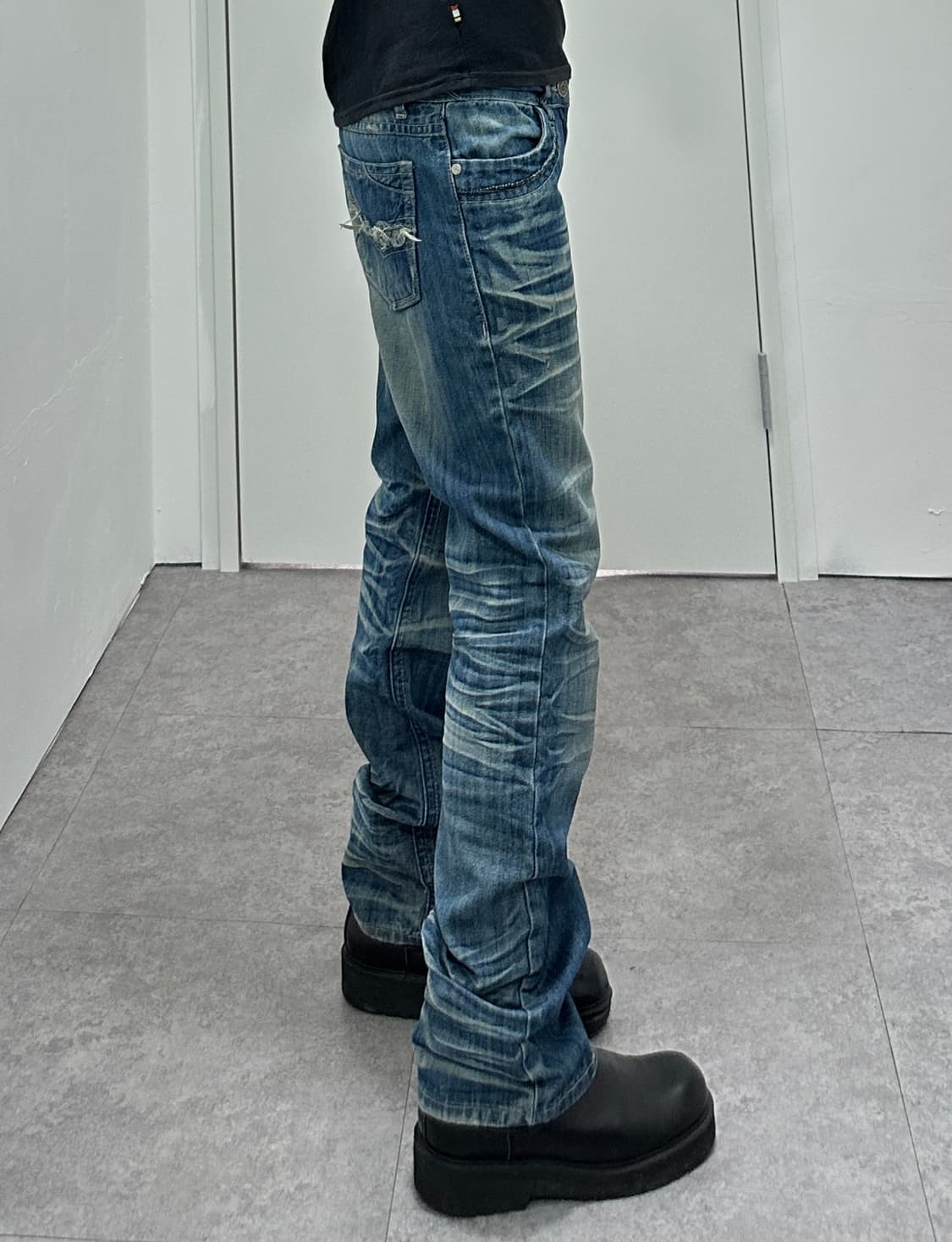 Vintage denim fade lines washing pants 상품이미지4
