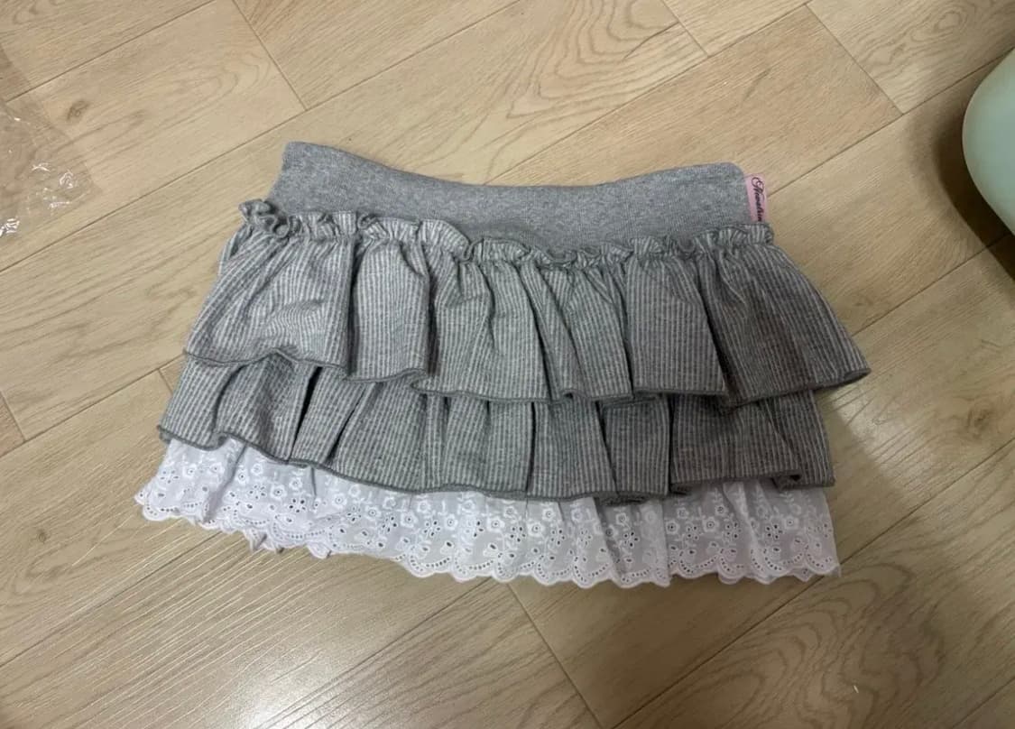 뉴얼린 버블 캉캉 레이스 프릴 스커트 그레이 S 상품이미지2
