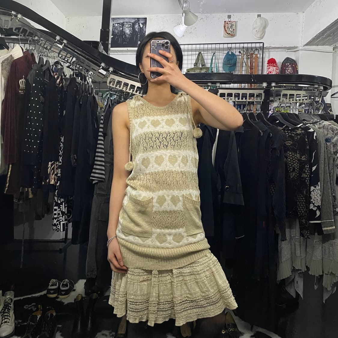 P.L.G 폼폼이 롱 후드니트 상품이미지1