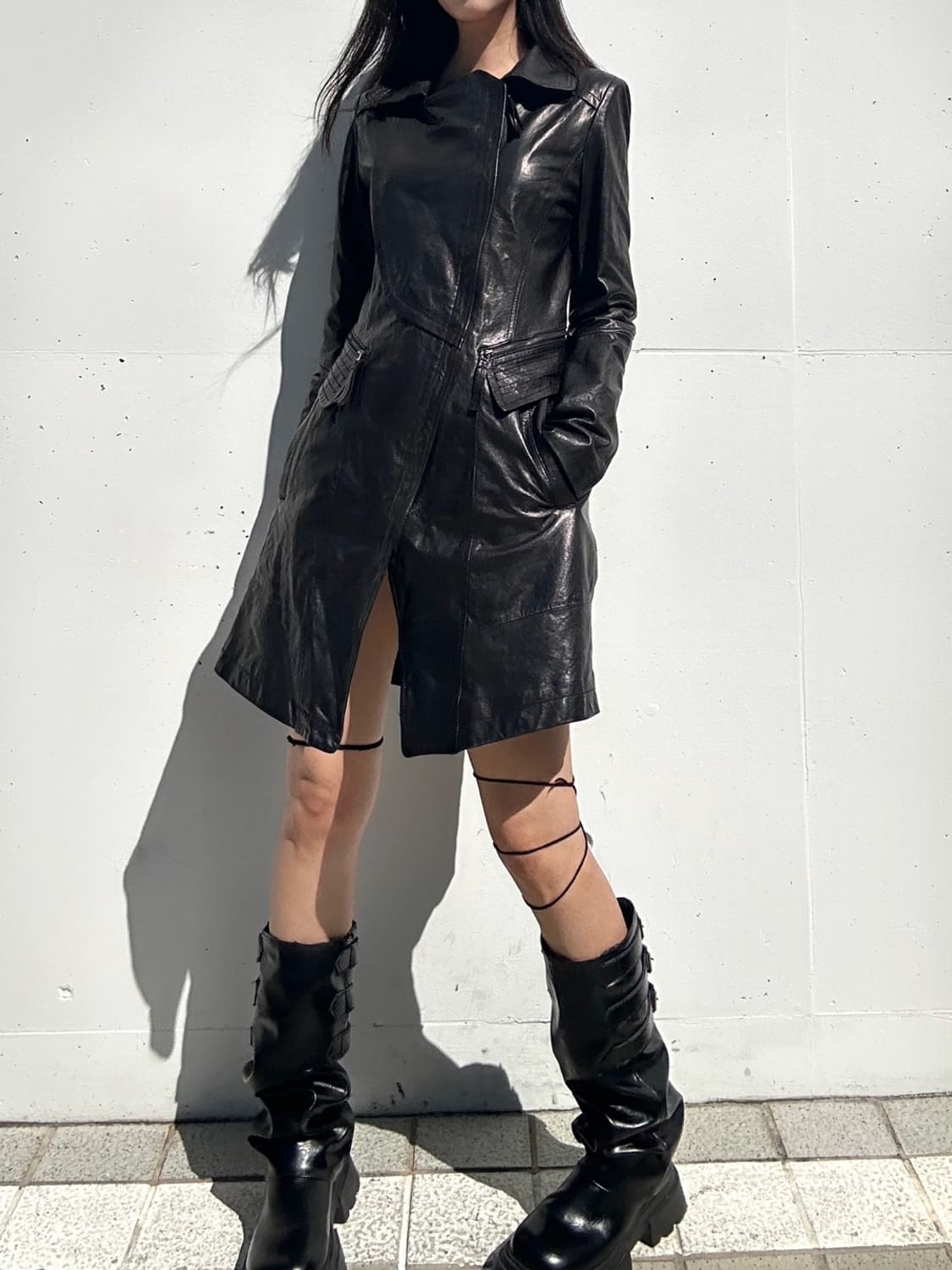 Slim chic leather jacket / black 상품이미지1