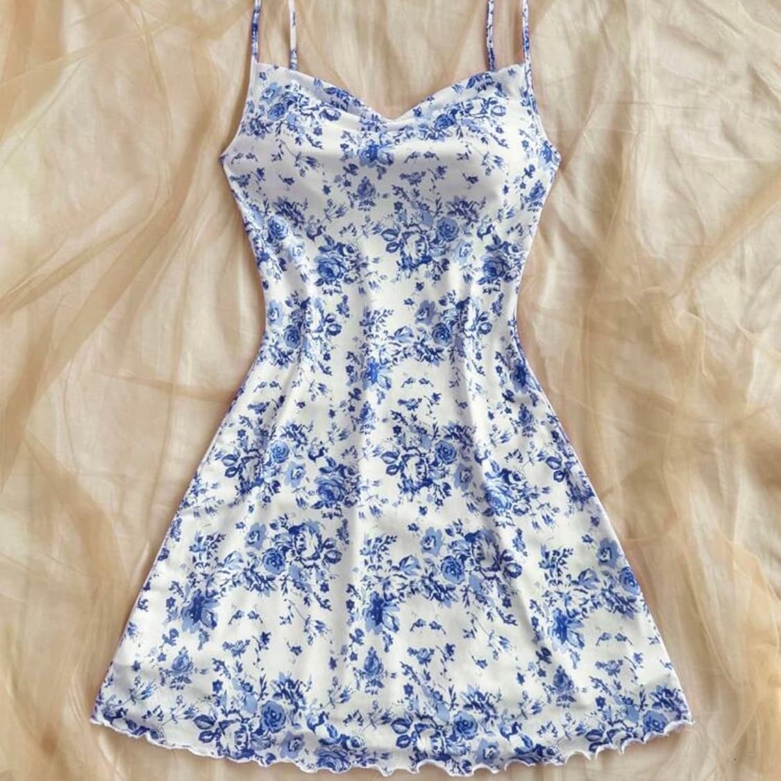 Shein 블루 플라워 원피스 M 상품이미지1