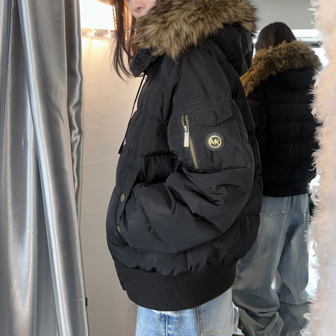 2000s 빈티지 마이클 코어스 퍼 크롭 패딩 코트 상품이미지8