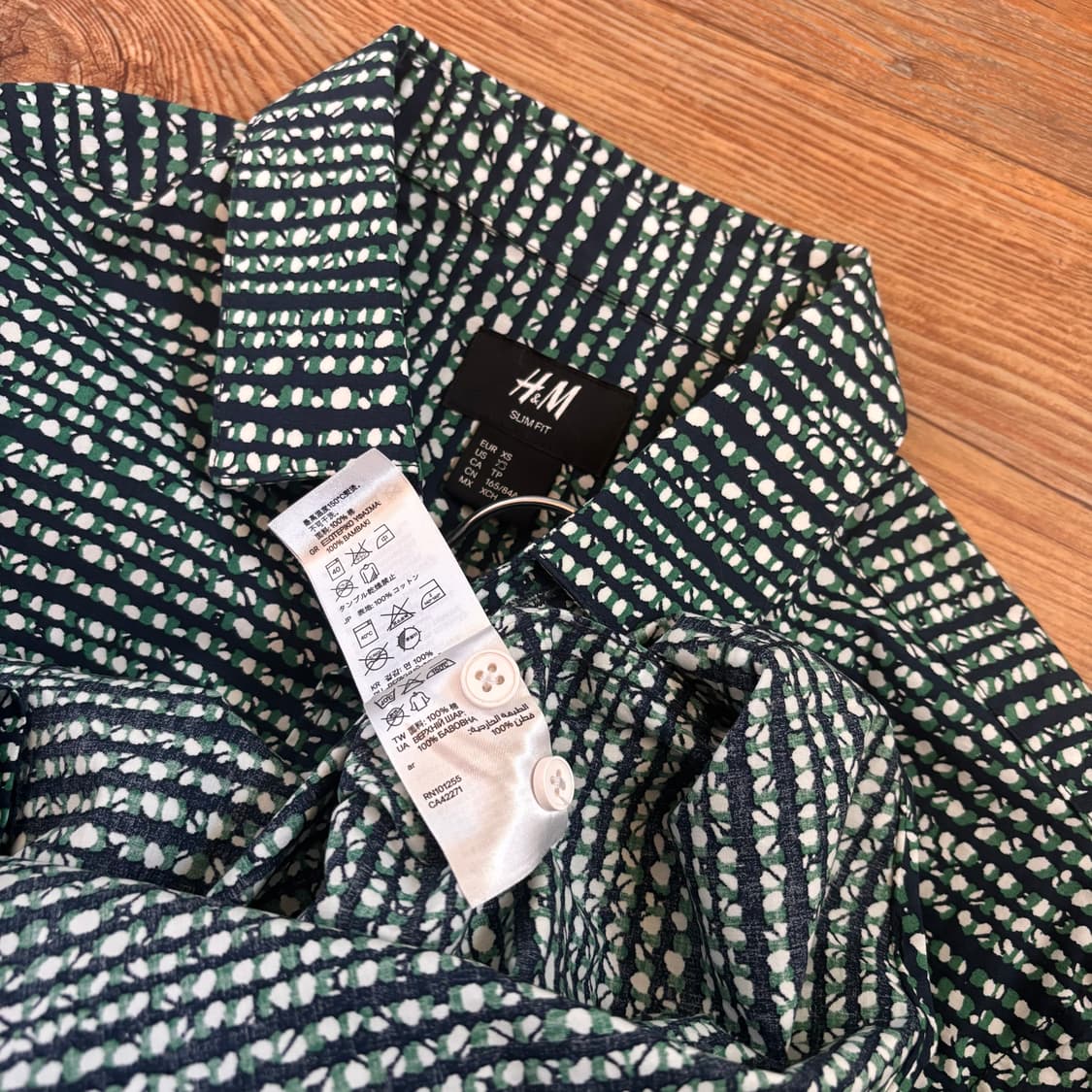 H&M 슬림핏 XS 슬렌더 셔츠 화려한 패턴 HM 상품이미지9