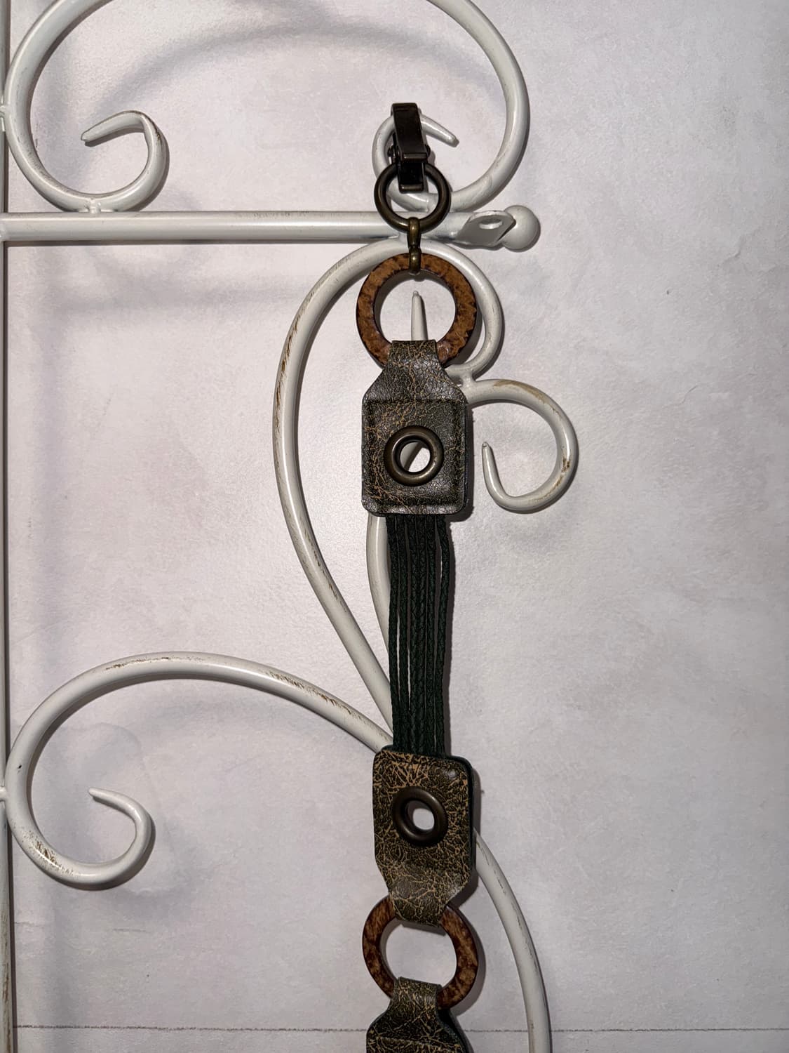 Khaki brown wood strap chain belt 상품이미지5