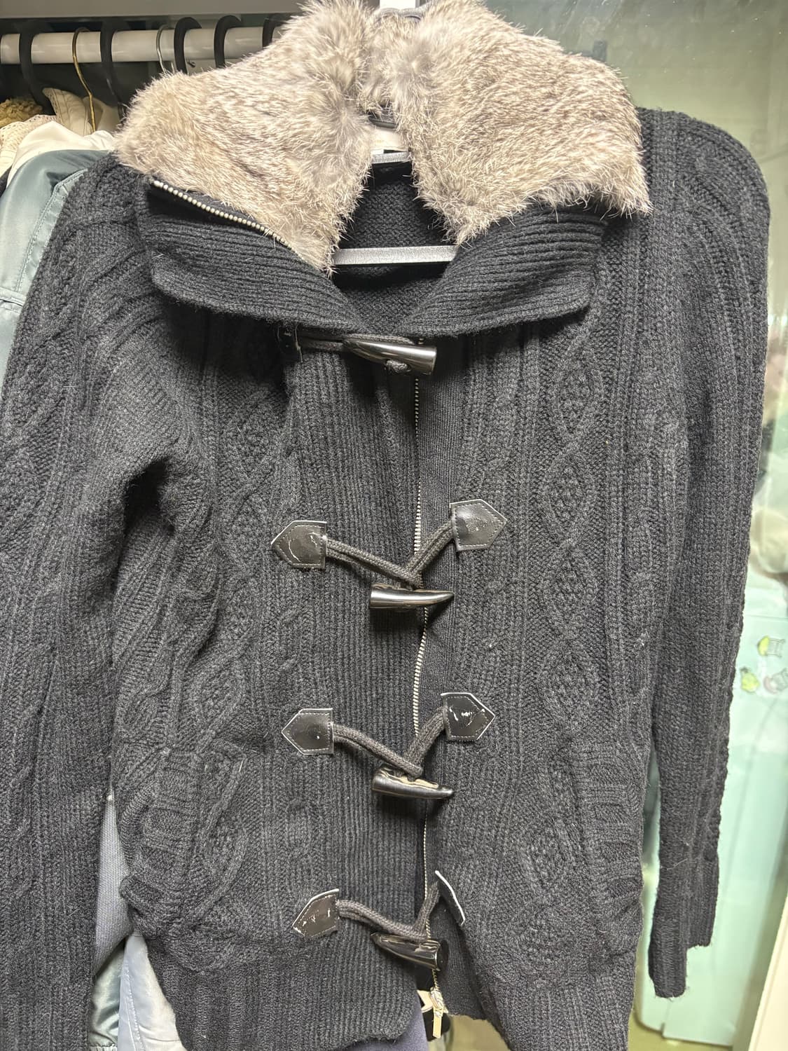 일본빈티지 블랙 퍼가디건 상품이미지1