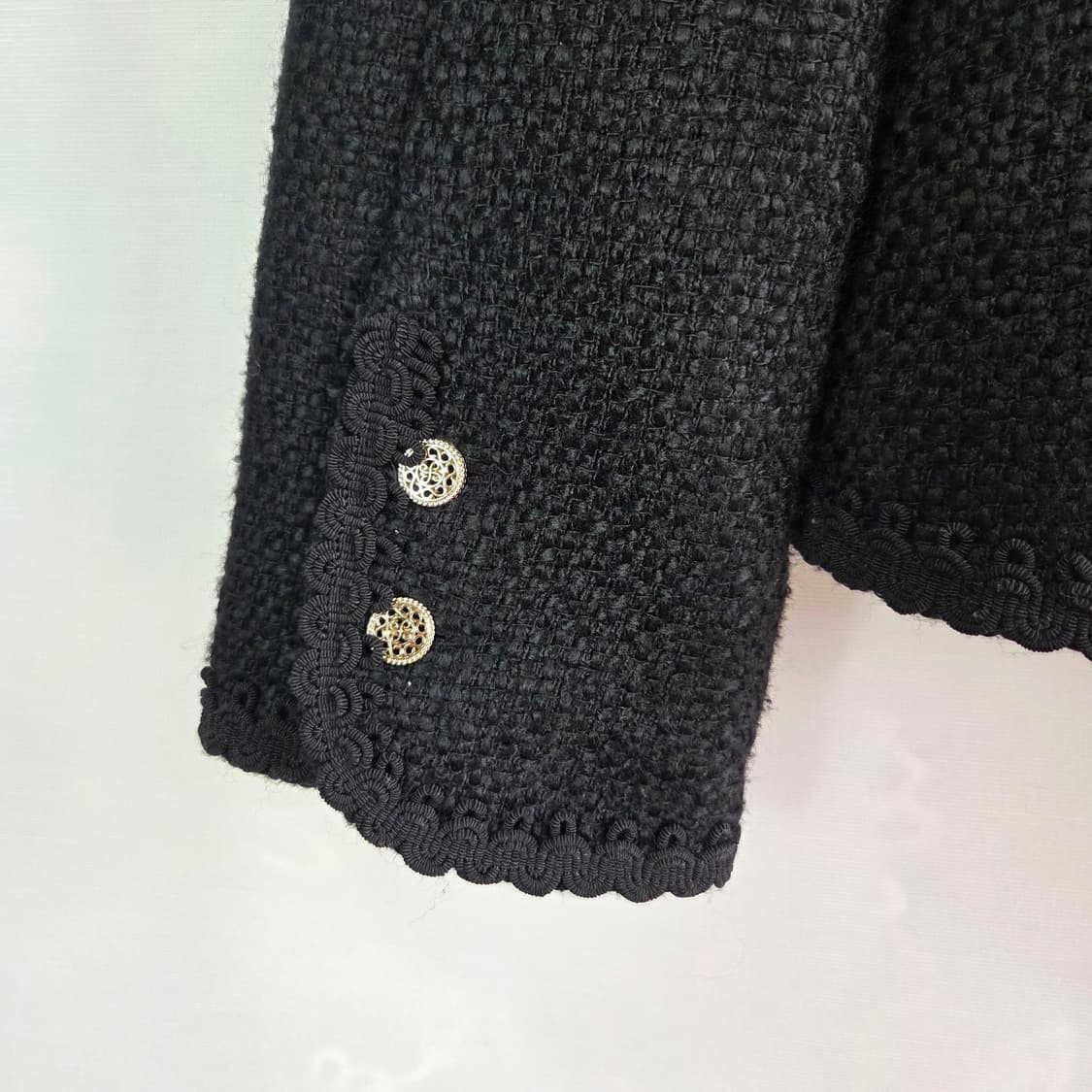 [ZARA] 자라 블랙 트위드 노카라 자켓 여성 XS 상품이미지4