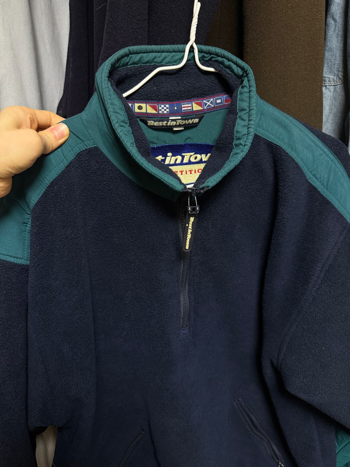 <처분가> 플리스 하프집업 네이비/그린 상품이미지2