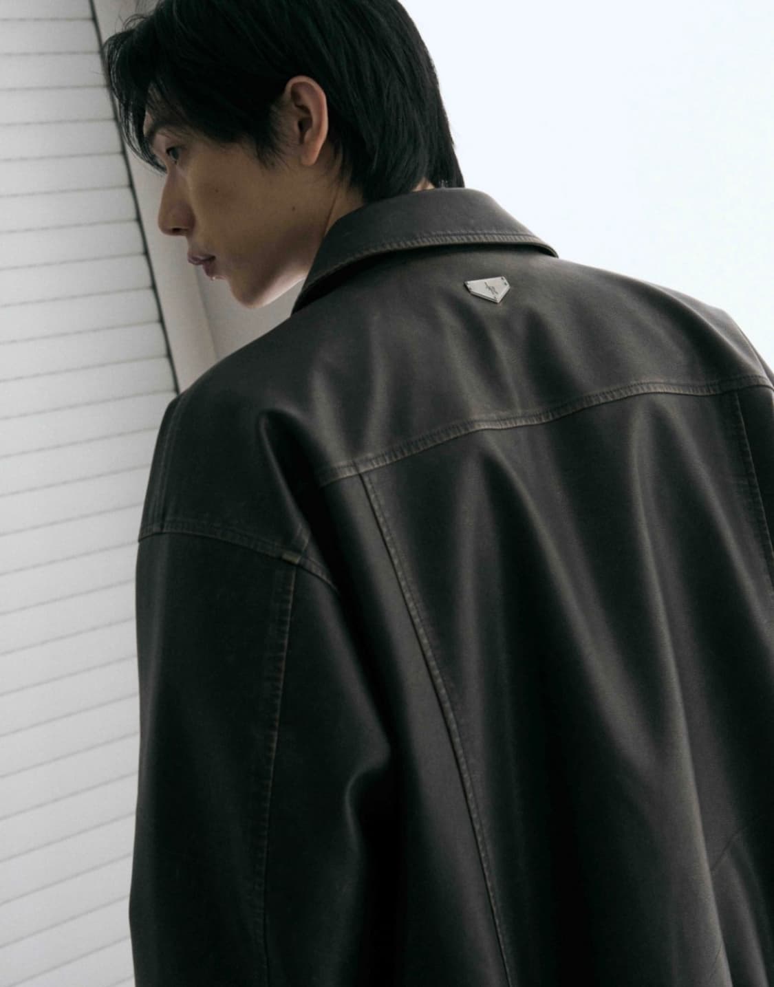 레더리 (Leathery) 워시드 레더 오버핏 블루종 자켓 [WASHED 상품이미지2