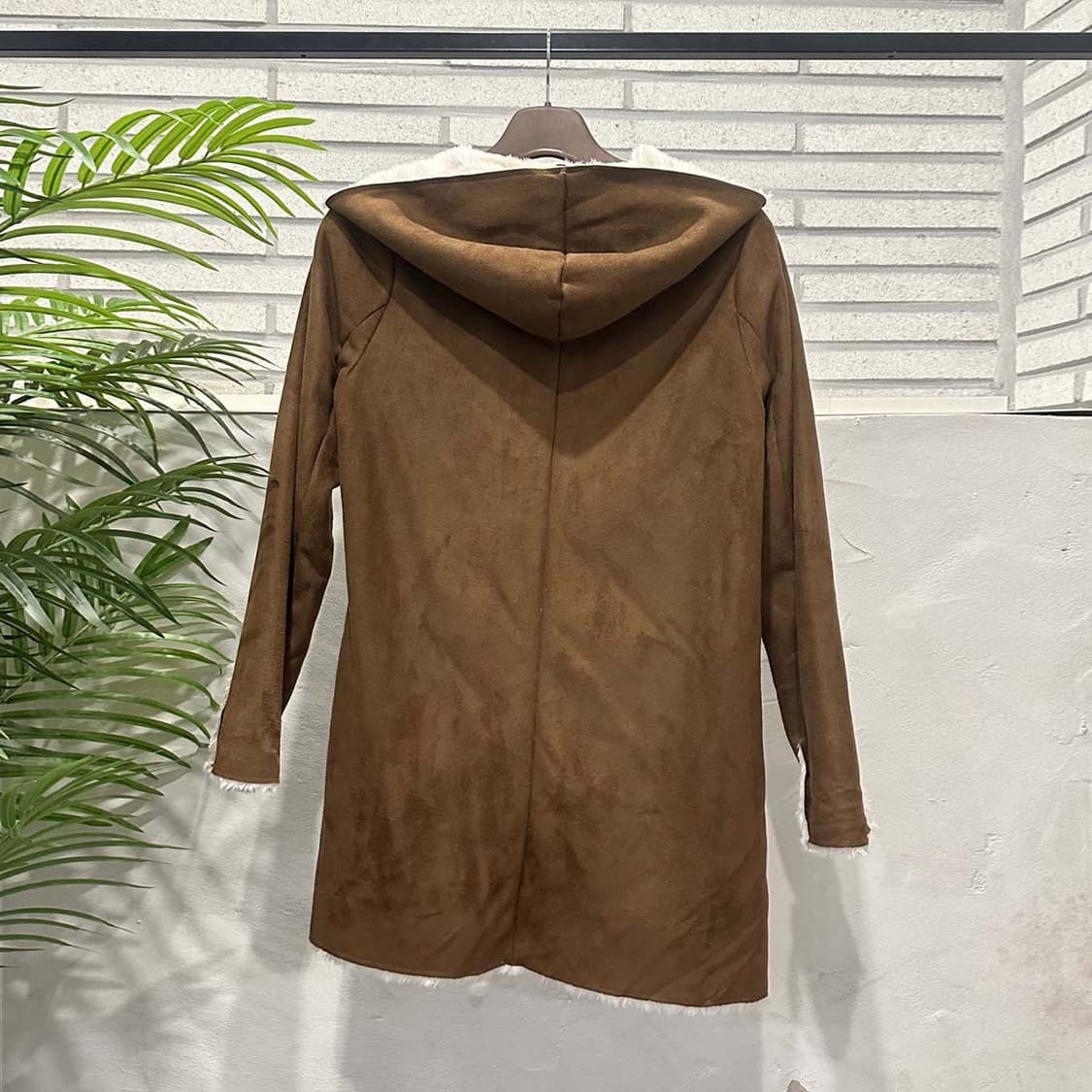 JPN VINTAGE 무스탕 후드 퍼자켓 투버튼 투포켓 디테일 브라운 상품이미지3