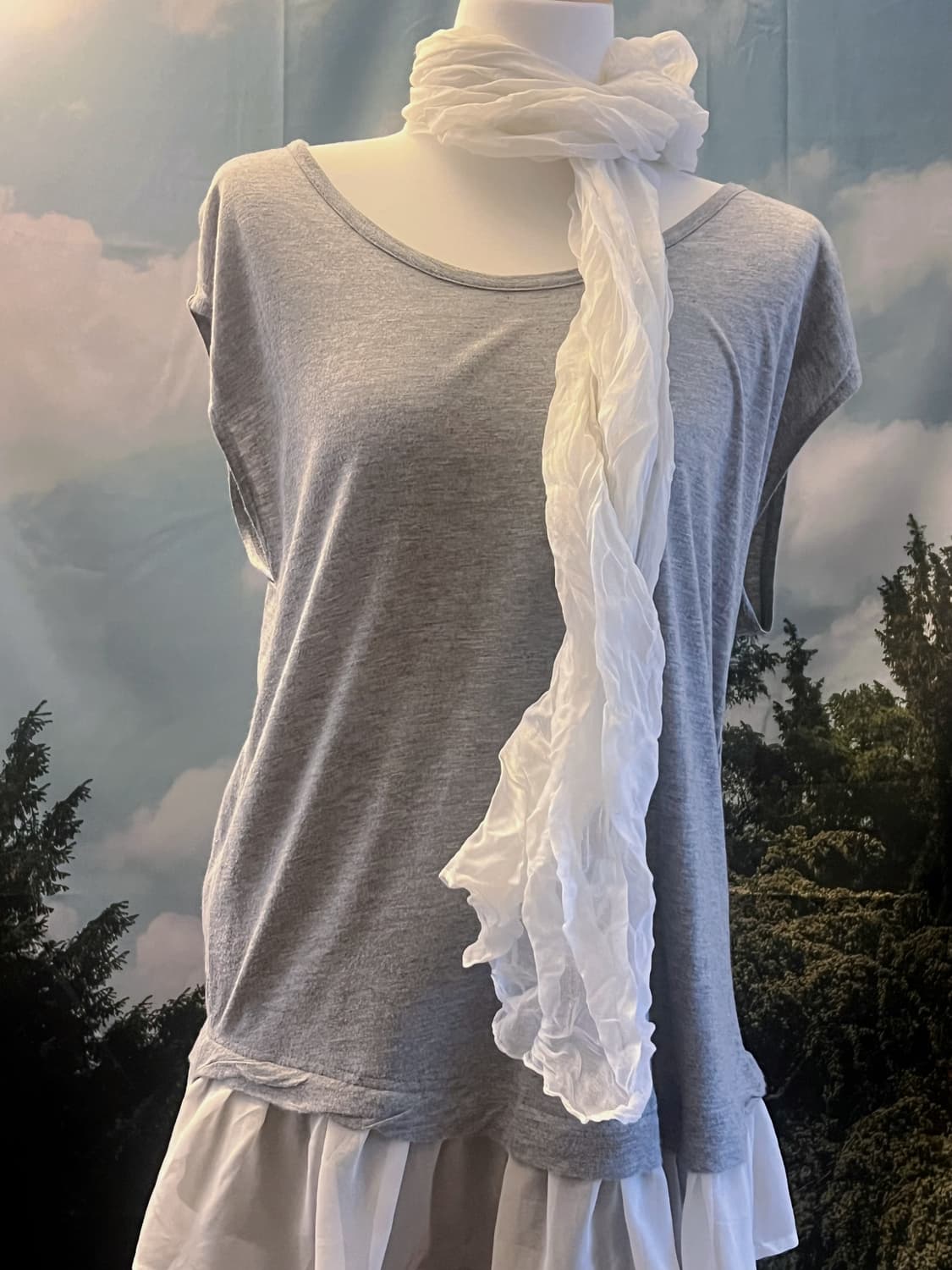 hem frill detail gray sleeveless dress 상품이미지2