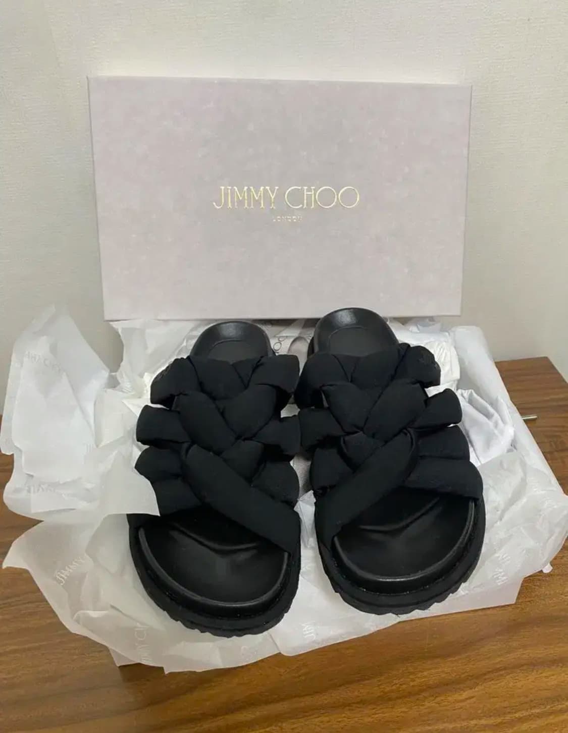 지미추 모아레 패브릭 플랫 샌들 240 상품이미지2