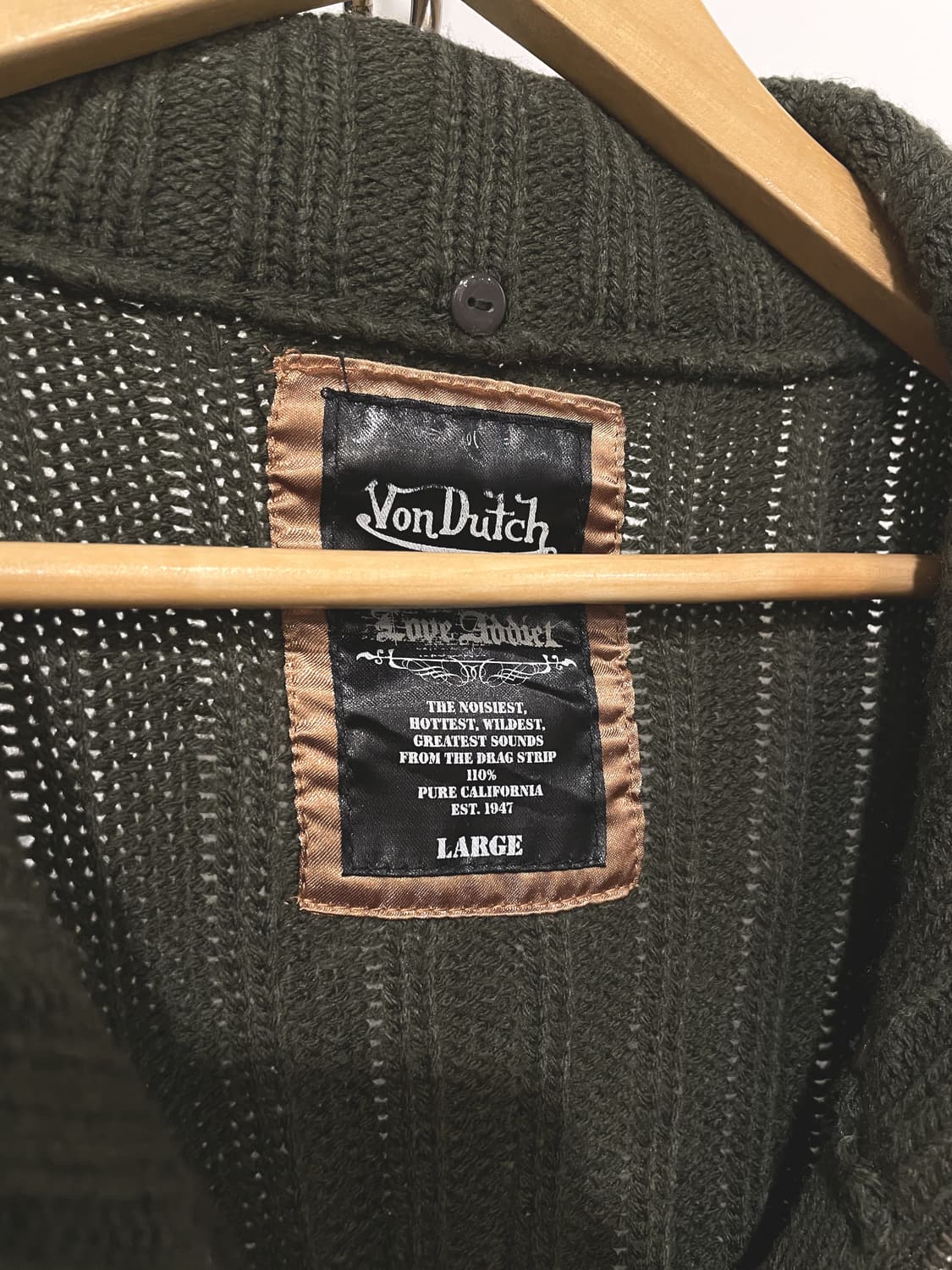 von dutch 본더치 골지 카키 니트 롱집업 y2k 상품이미지5