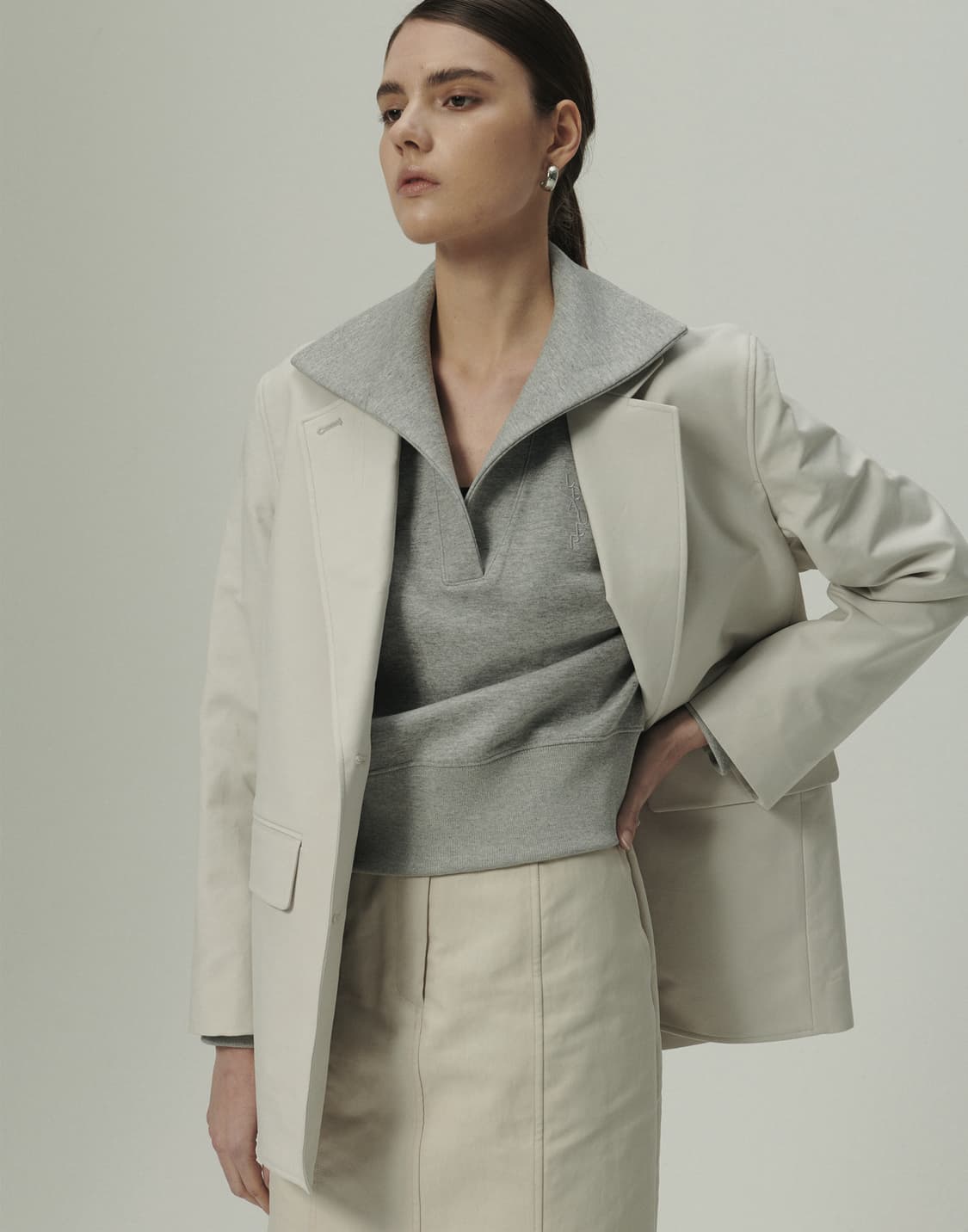 SHAWL CALLA SWEATSHIRTS [MELANGE GRAY] 상품이미지6