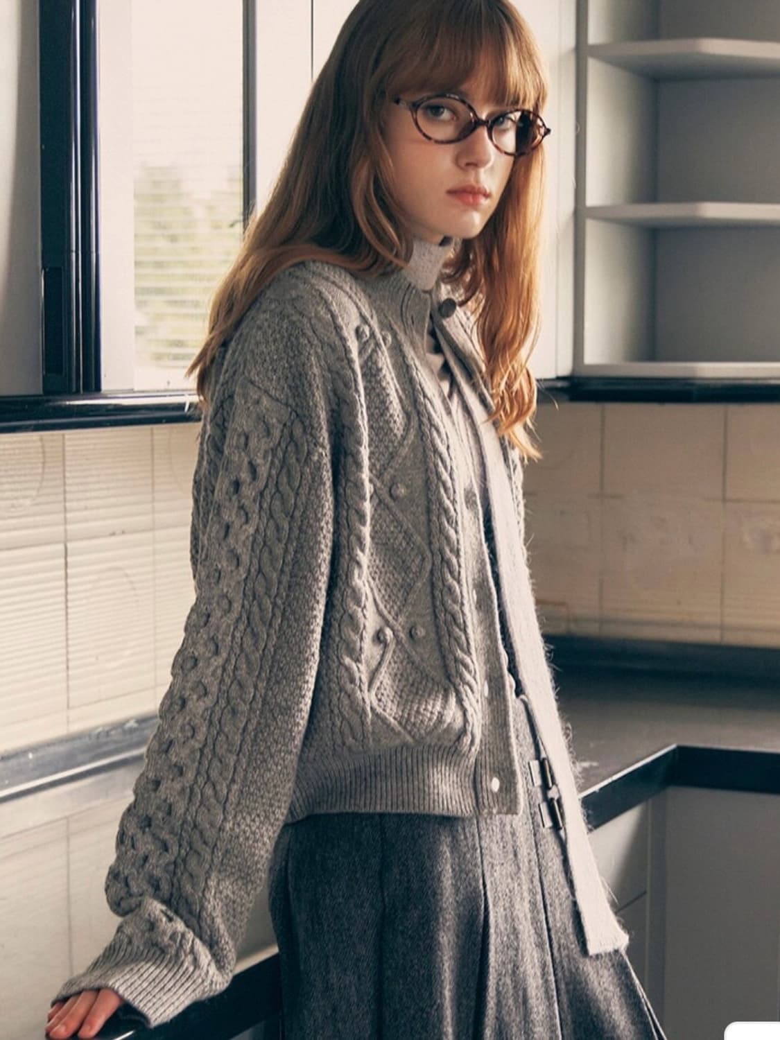 로라로라 rolarola 울 버튼 케이블 가디건 그레이 상품이미지5