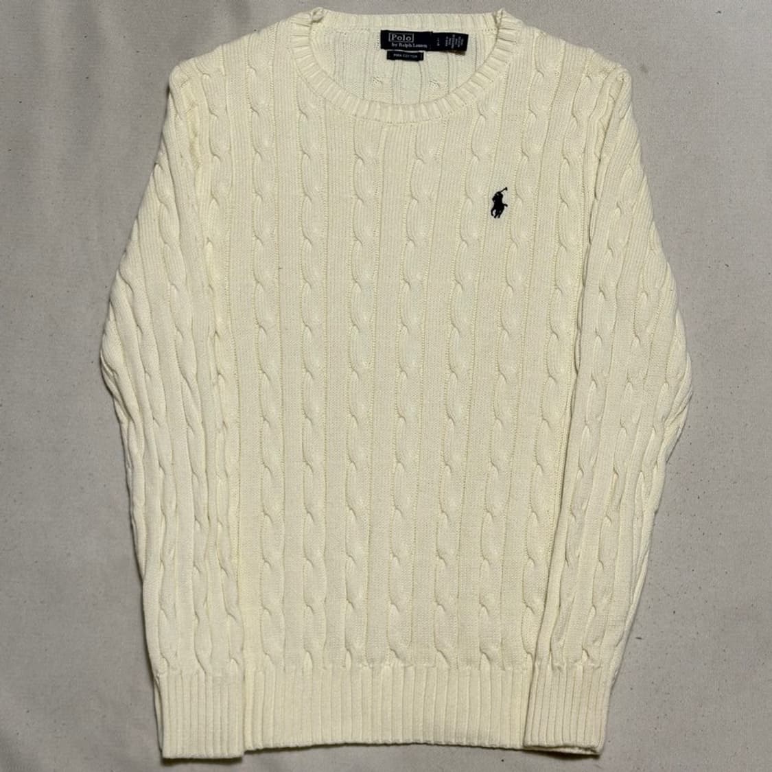 LG 폴로 랄프로렌 피마코튼 아이보리 케이블 니트 상품이미지2