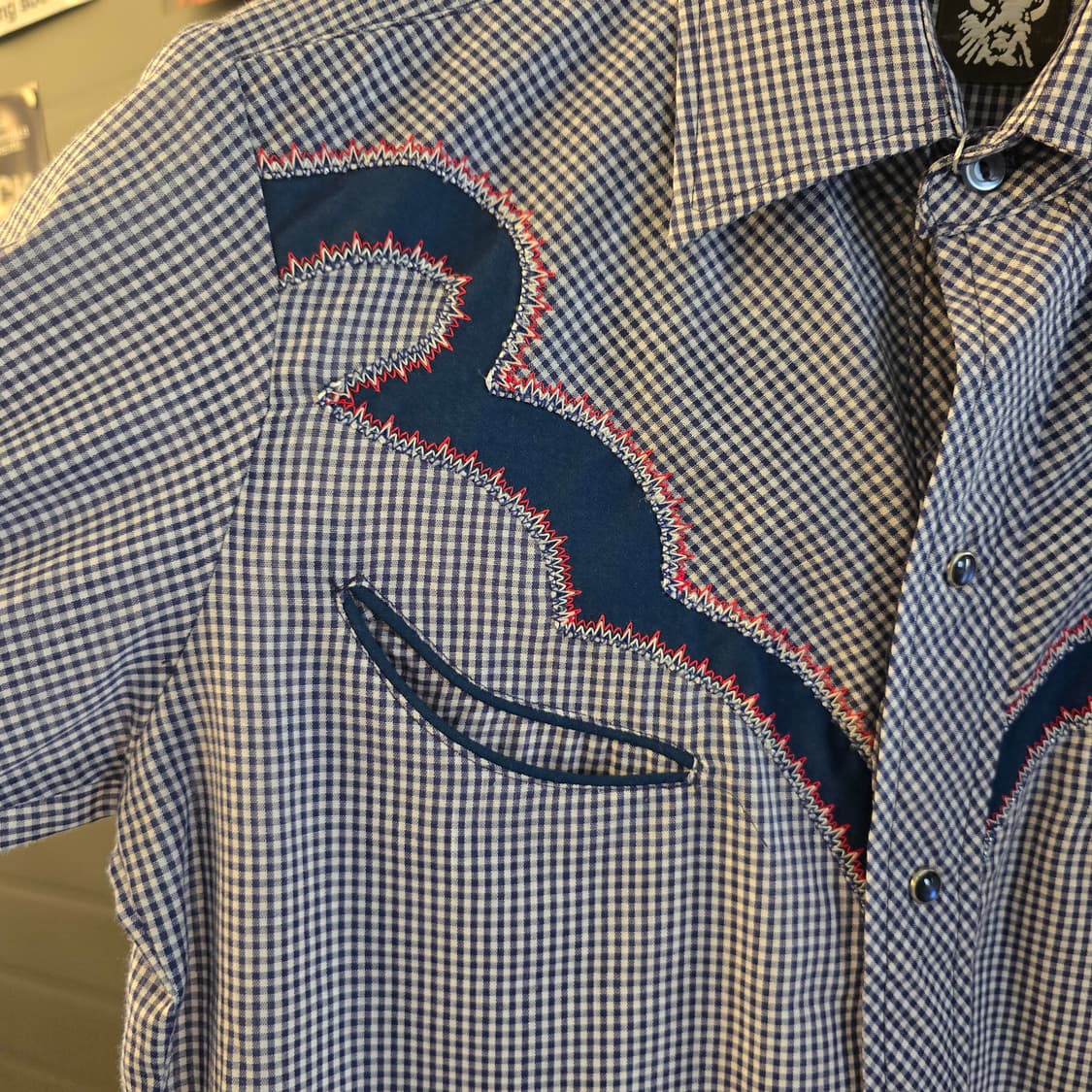 KARMAN 빈티지 웨스턴 자수 체크 셔츠 상품이미지4