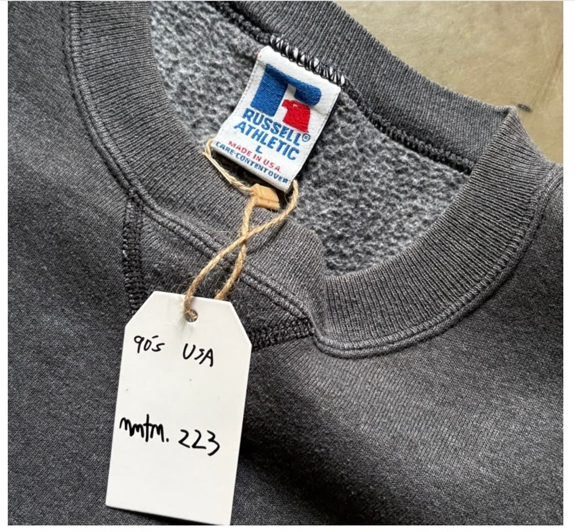 택포) 90s 러셀 USA made 차콜 블랙 스웻셔츠 105 판매 상품이미지4