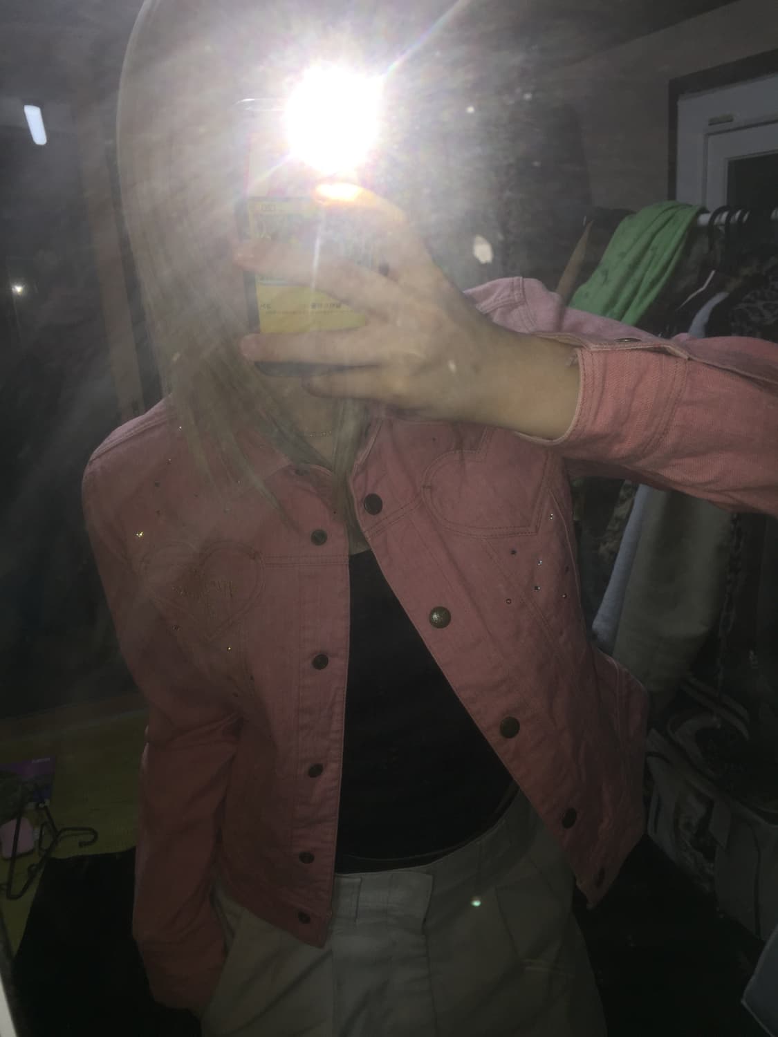 빈티지 하트 패치 비즈 핑크 자켓 상품이미지2