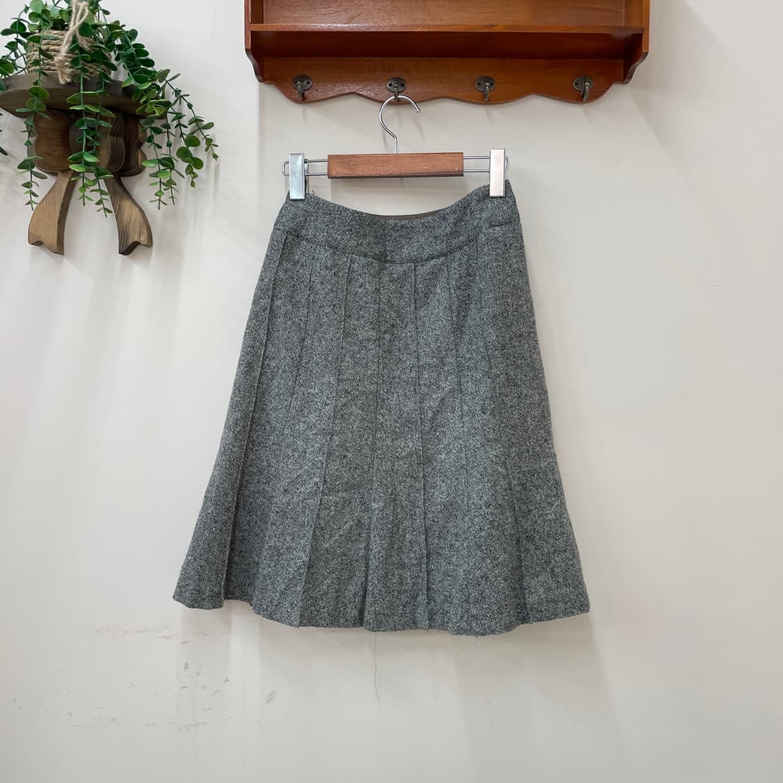 빈티지 그레이 울 플레어 미디 스커트 상품이미지3